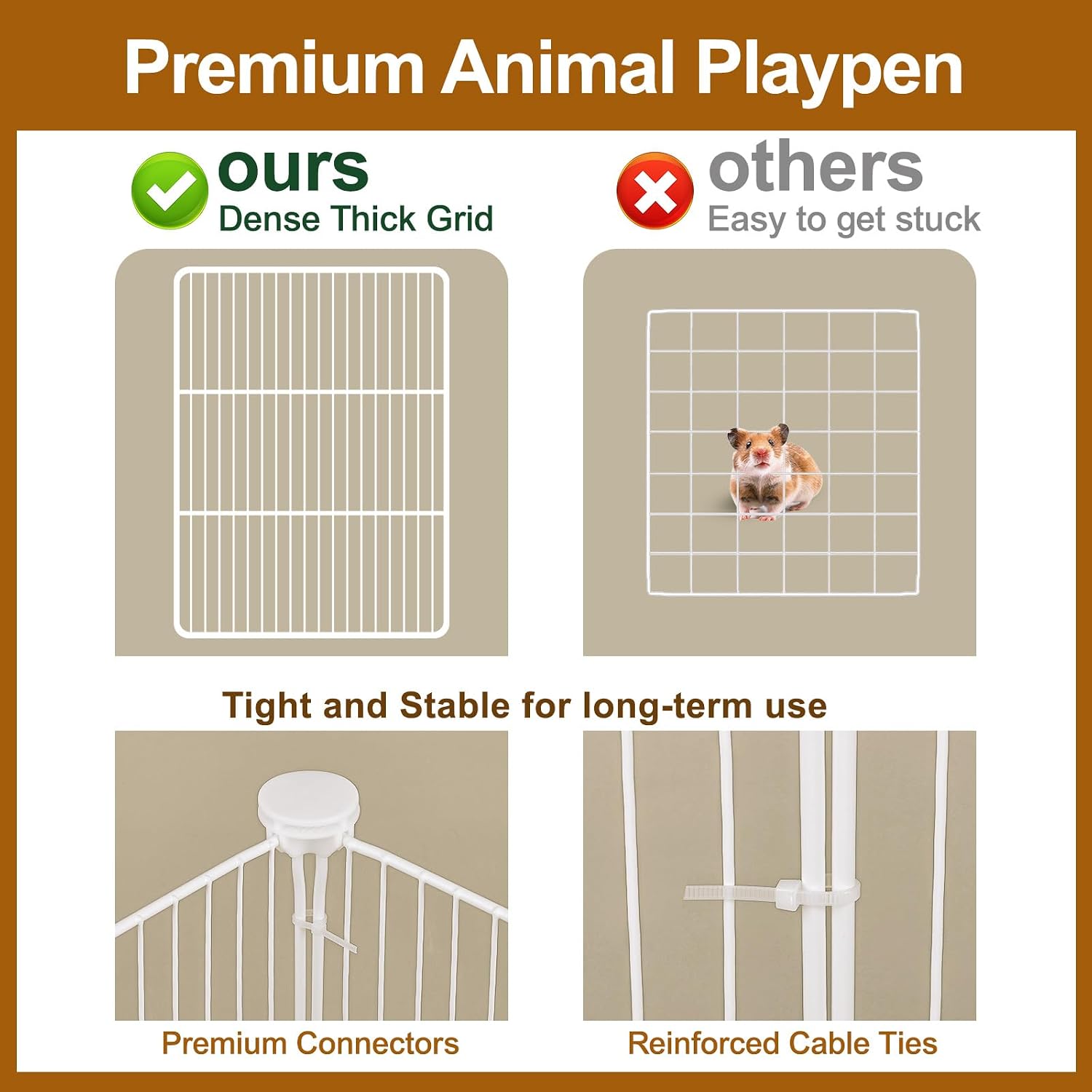 VISCOO 20 Panels Small Animal Playpen, Pet Playpen, C&C Cage for Guinea Pigs, Rabbit/Bunny Cage, Puppy Play Pen, Indoor Outdoor Portable Metal Wire Yard Fence(White) - Image 6