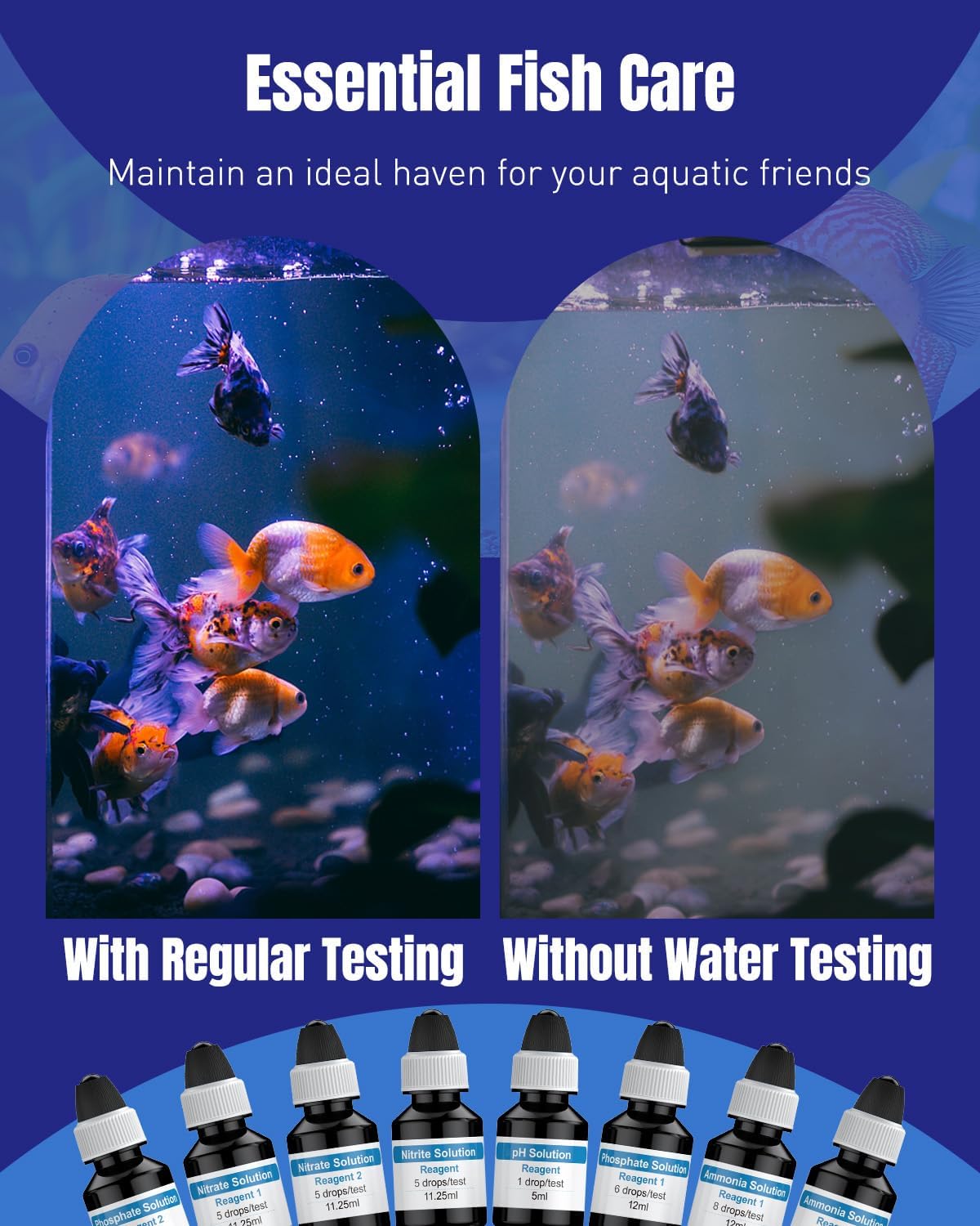 Pawfly 5 in 1 Aquarium Water Master Test Kit, Aquarium Water Test Kit Fish Tank Water Testing Kit for pH Nitrite Nitrate Ammonia & Phosphate, Aquarium Test Kit for Freshwater & Saltwater Fish Tanks - Image 6