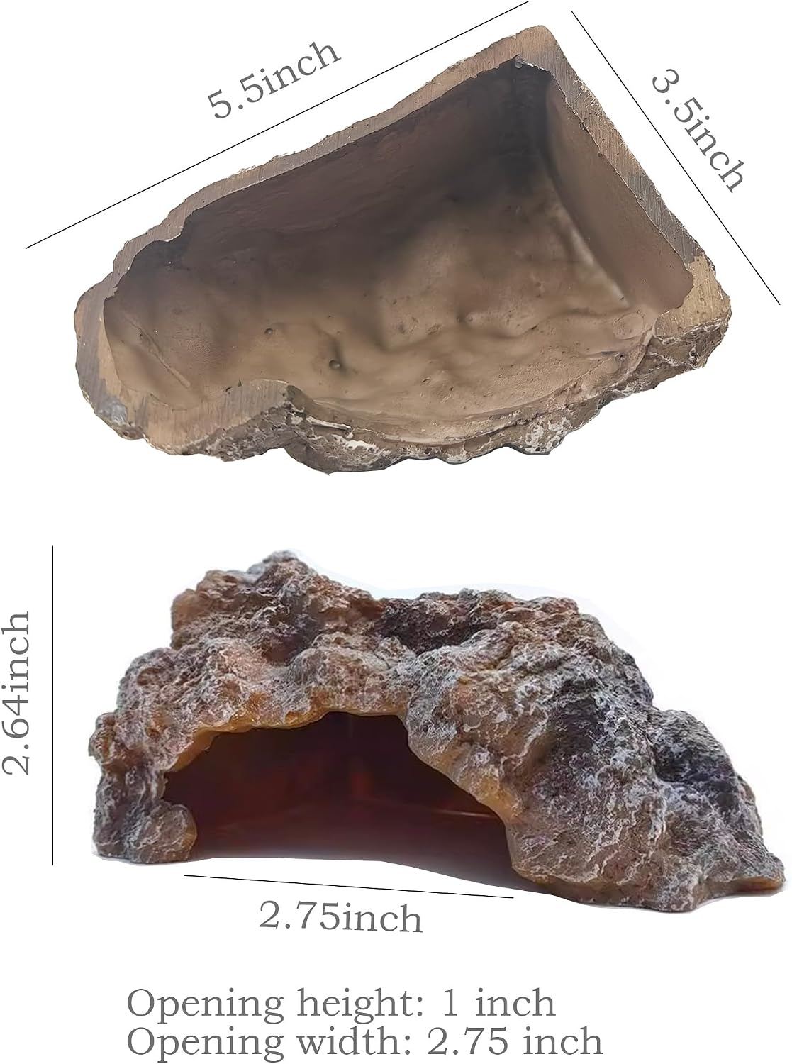Reptile Hide Cave,Resin Rock Snake Hides for Ball Python, Leopard Gecko Hides, Reptile Tank Accessories for Bearded Dragon, Tarantula, Hermit Crab, Aquarium Cave for Fish Tank Rocks, Terrarium Decor - Image 2