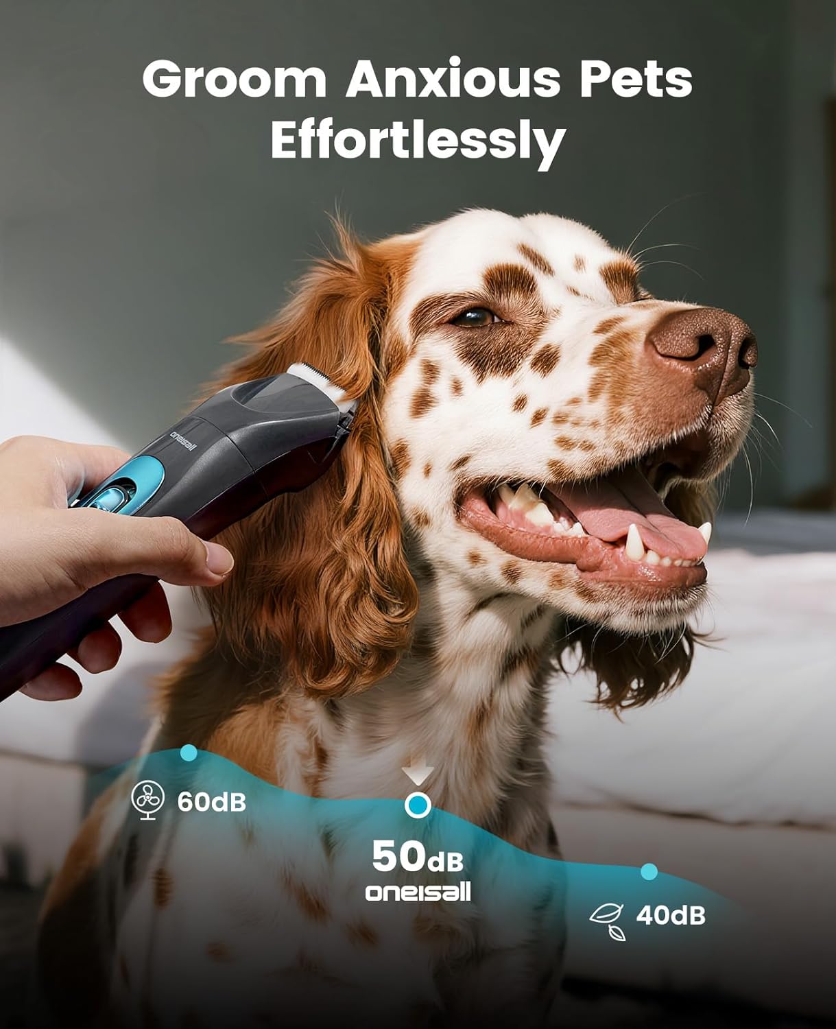 oneisall Professional 4-in-1 Dog Grooming Kit with LED Light | Quiet Clippers & Nail Grinder, Cordless, 3.7 hrs Runtime, LED Display, Safe for Paws, Face, Ears & Body - Image 3