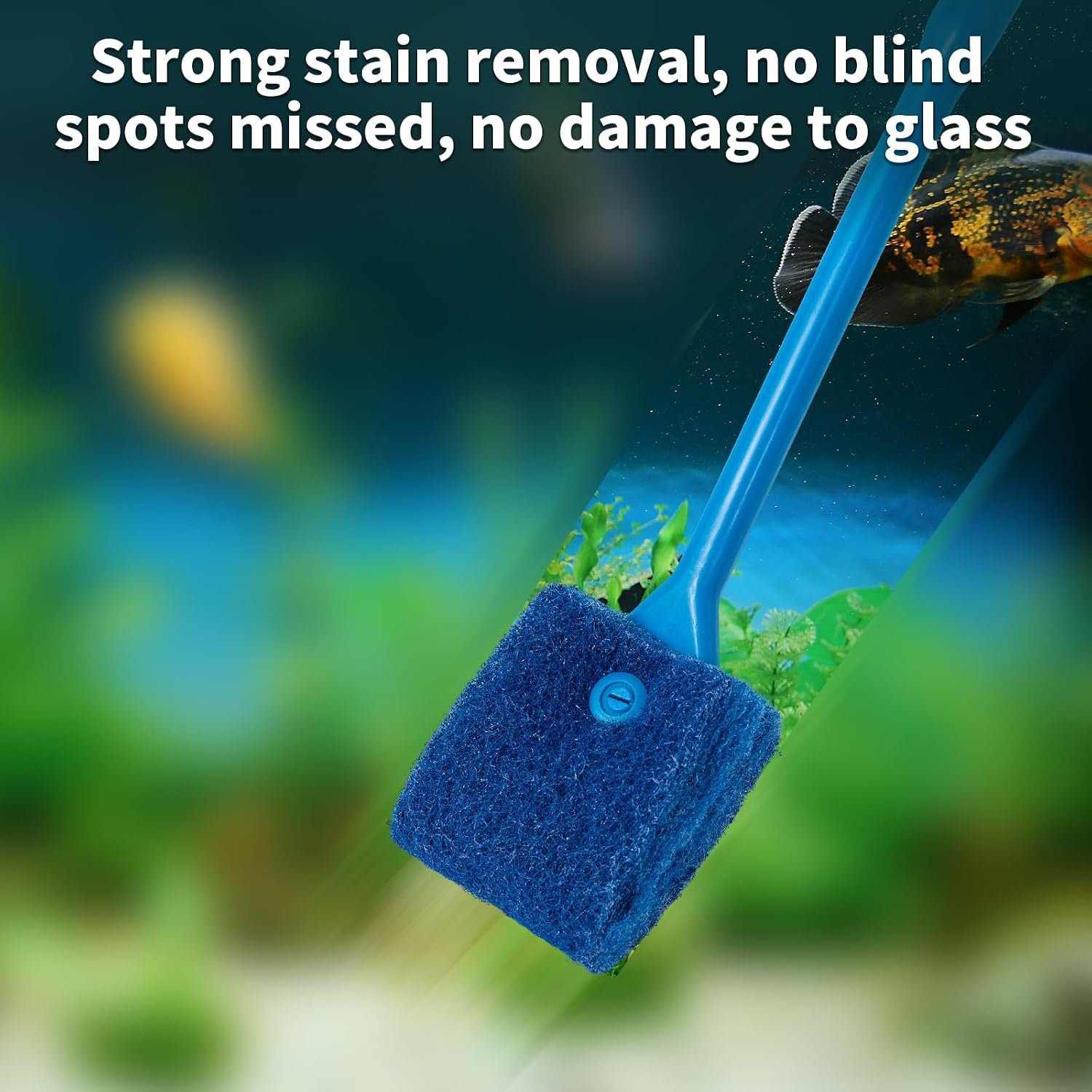 SLSON Aquarium Algae Scraper Double Sided Sponge Brush Cleaner Long Handle Fish Tank Scrubber for Glass Aquariums and Home Kitchen,15.4 inches (1) - Image 5