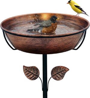 3″ Deep Metal Bird Bath for O...