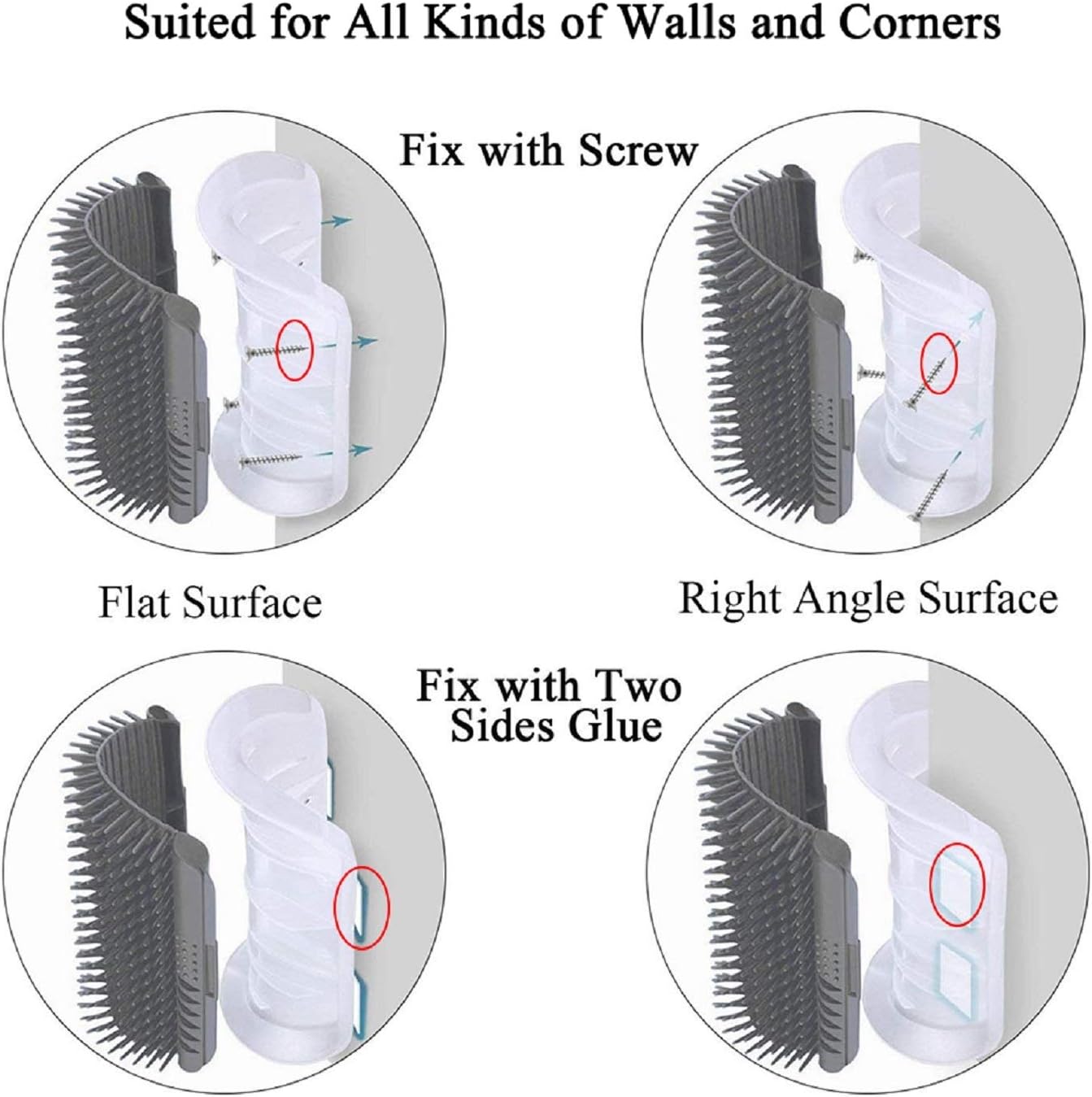 Kingtree Cat Corner Scratcher Self Groomer with Catnip, 2 Pack Softer Cat Face Scratchers Wall Corner Grooming Massage Combs for Long & Short Fur Cats - Image 6