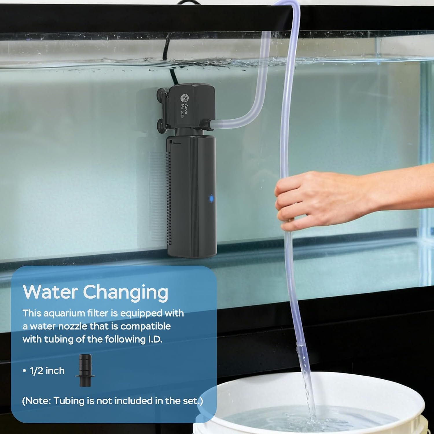 AquaMiracle Fish Tank Filter with Timer & Filter Sponge, 130GPH U - V Aquarium Filter with Aeration & Rainfall Modes, Effective Turtle Filter for Green Water Control (10-30 Gal Tank) - Image 8
