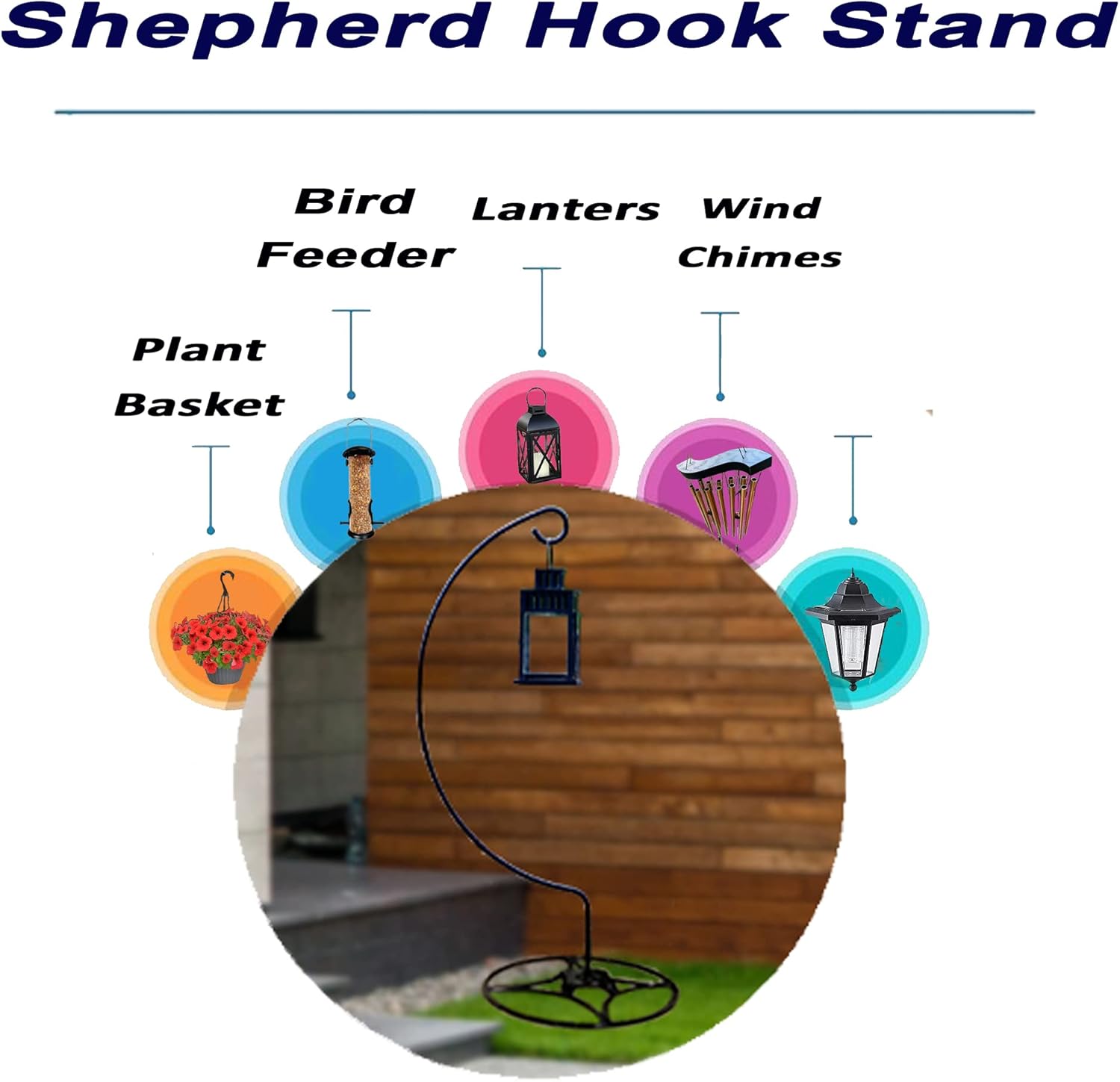 Ashman Shepherd Hook Stand, Bird Cage Stand, Outdoor and Indoor Flower Basket, Patio Plant and Bird Feed Station Stand - Image 3