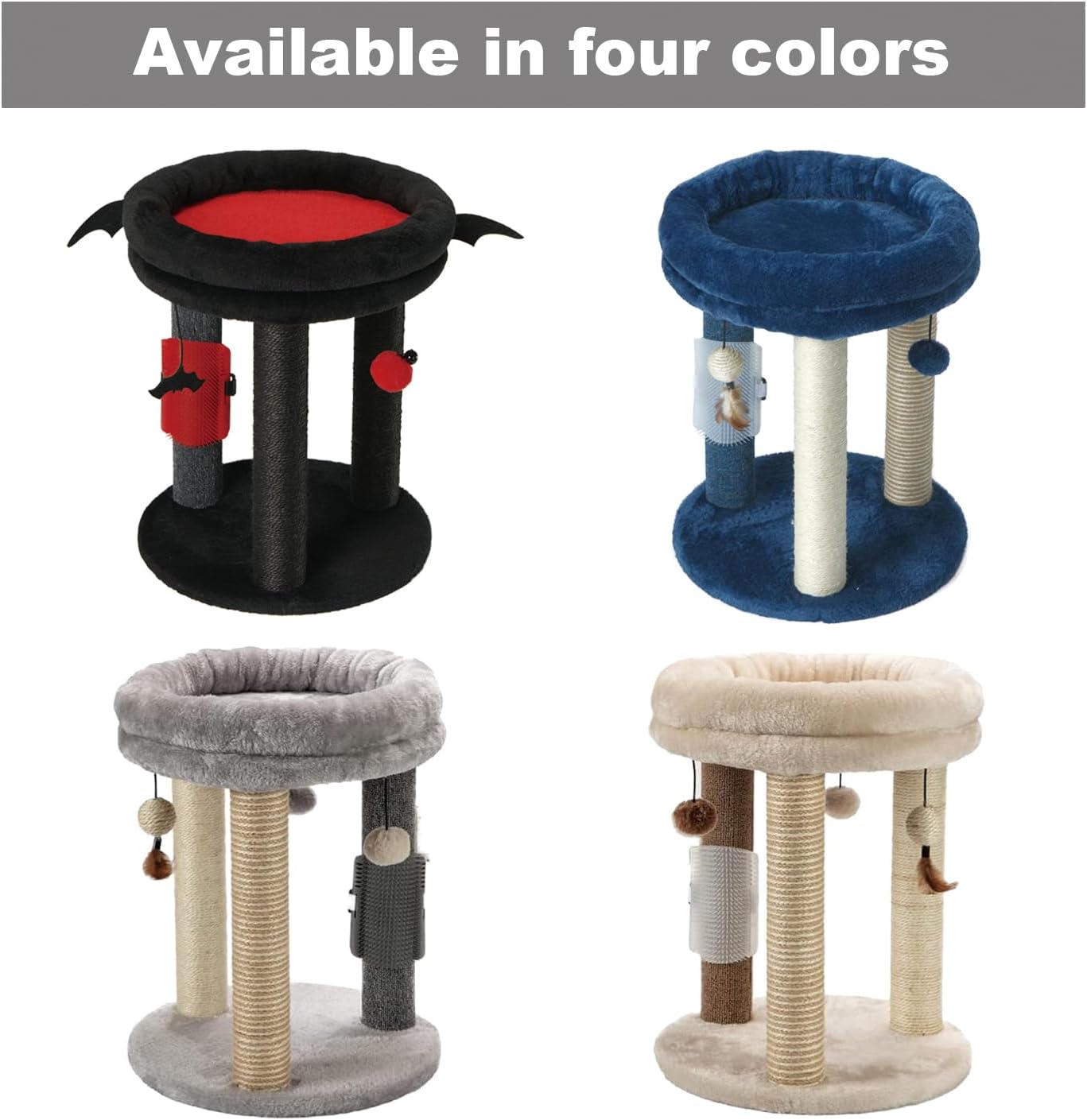 MECOOL 4in1 Small Cat Tree,Scratching Post with Tower Soft Bed, Sisal Carpet Jute Posts with Three Hanging Ball Toys and Massage Brush for Indoor Cats and Kittens - Image 8