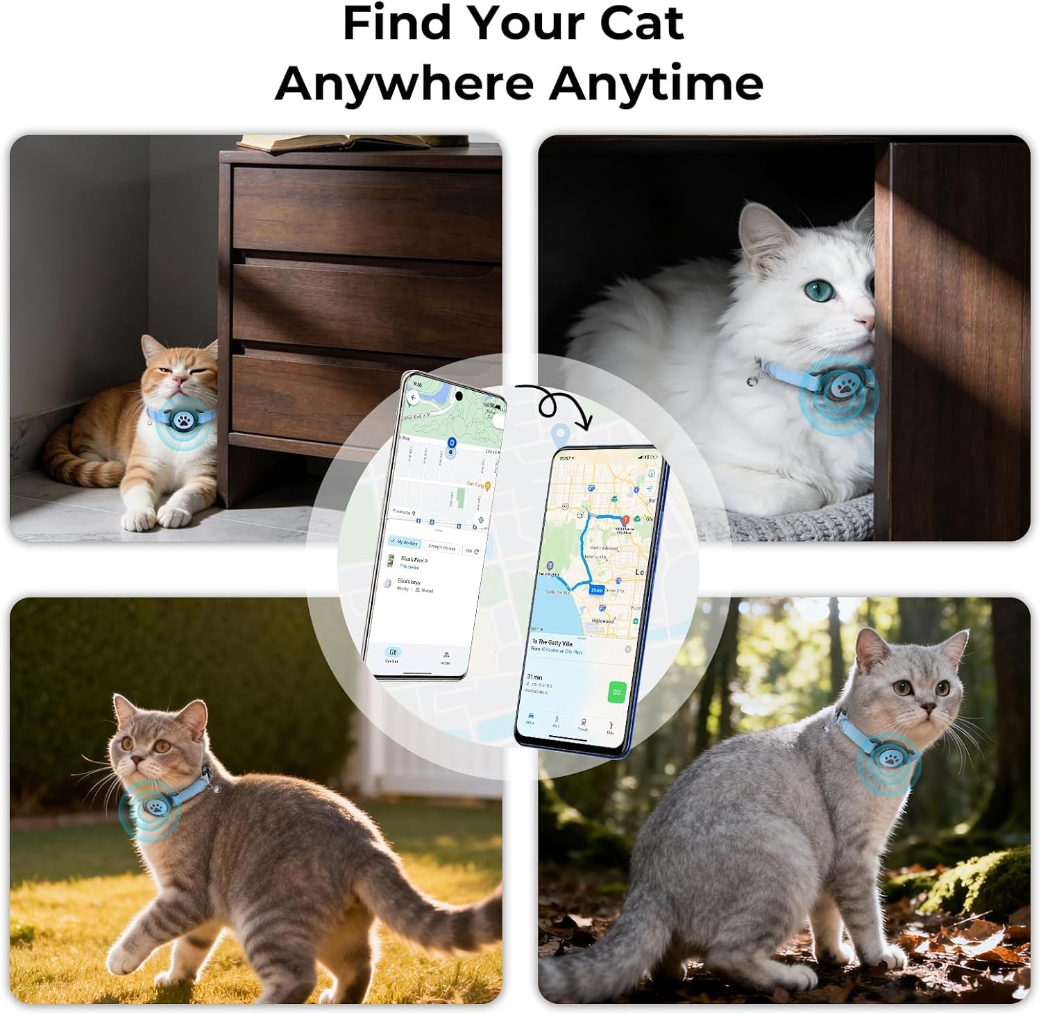 Cat GPS Tracking Collar (iOS & Android), Mini Bluetooth GPS Dog Tracker | Pet Activity Monitor No Monthly Fee, Works with Apple Find My and Google Find Hub, Pet and Item Finder Tag, 1 Pack (Blue) - Image 7