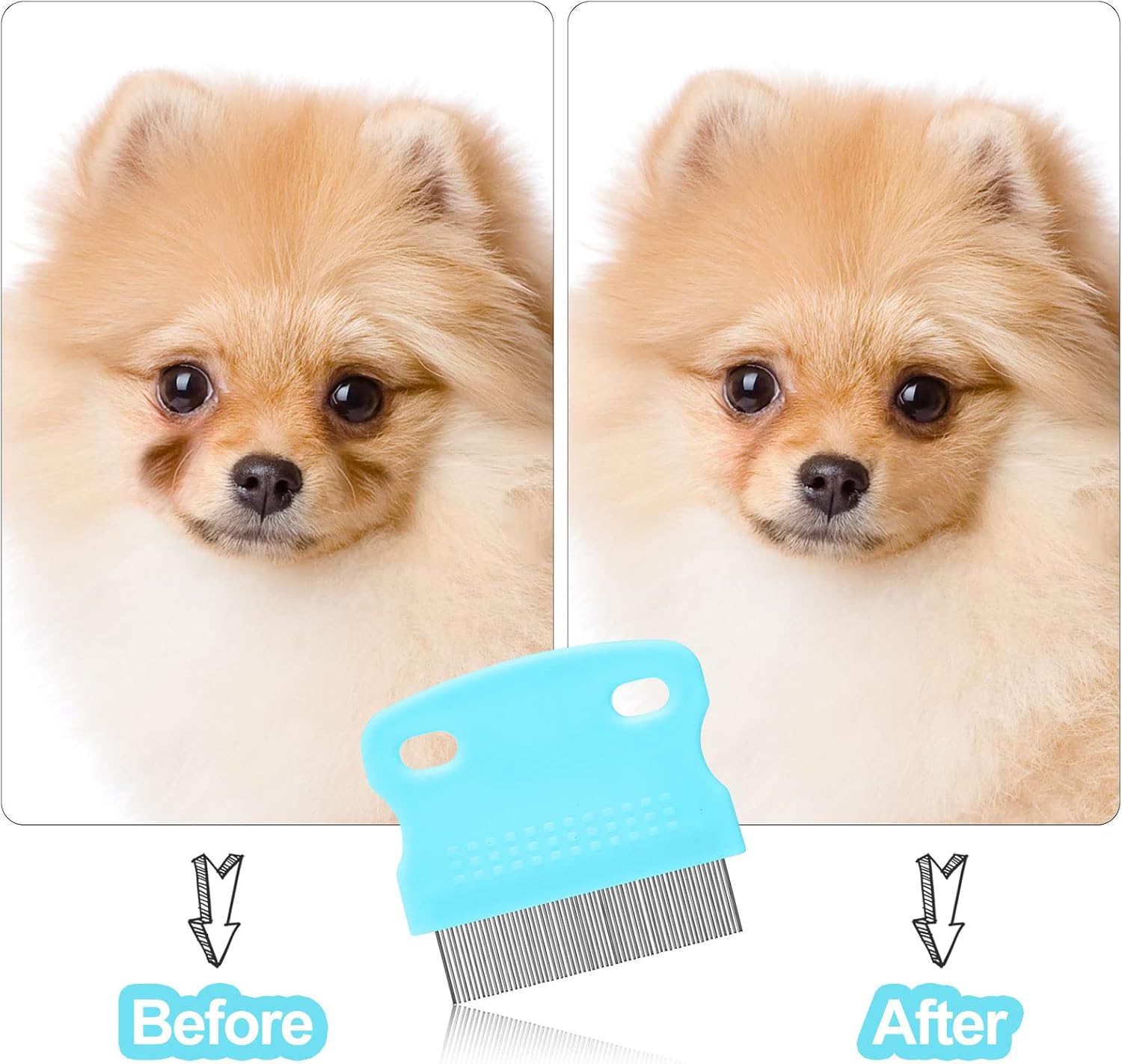 5 Pieces Dog Eye Combs Tear Stain Remover Combs Pet Grooming Comb for Small Dogs Gently Removing Eye Mucus and Crust (Light Blue, Black) - Image 4