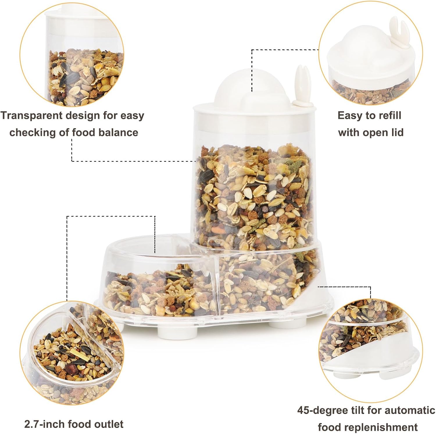 Wontee Hamster Feeder Food Bowl Automatic Dispenser for Dwarf Syrian Hamsters Mice Gerbils Rats or Other Similar-Sized Small Pets - Image 2