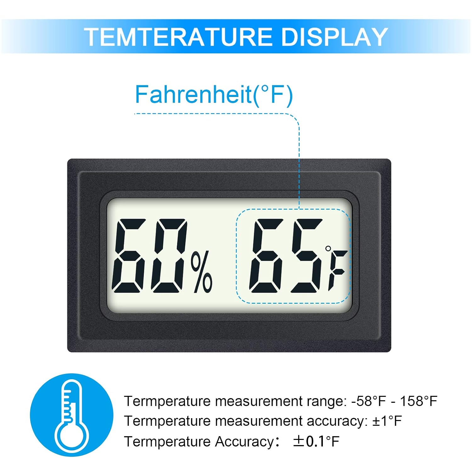 Mini Digital Thermometer 2-Pack Hygrometer Indoor Humidity Monitor Temperature Humidity Gauge Meter with Fahrenheit (℉) for Greenhouse, Garden, Cellar, Closet Etc by DWEPTU - Image 5