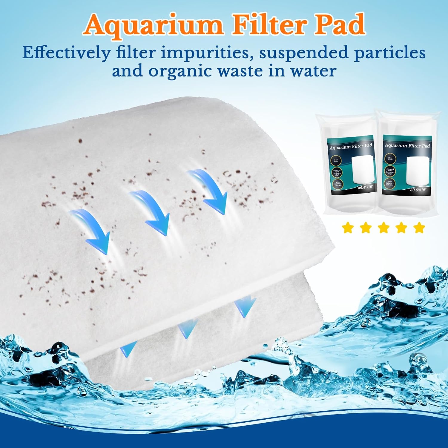 MAQIHAN Aquarium Filter Media Pad - White Filter Floss, 39.4 x 11.8 Inch | Filter Foam Roll, Fish Tank Filter Floss for Freshwater & Saltwater Aquariums, Ponds, Turtle Tanks, Polishing Pad Clear Water - Image 4
