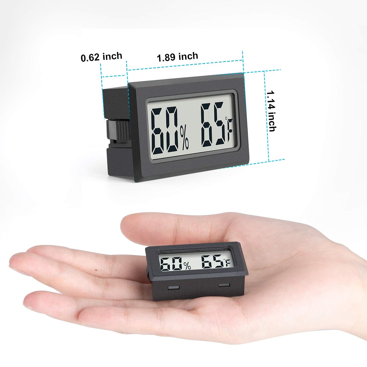 Mini Digital Thermometer 2-Pack Hygrometer Indoor Humidity Monitor Temperature Humidity Gauge Meter with Fahrenheit (℉) for Greenhouse, Garden, Cellar, Closet Etc by DWEPTU - Image 2