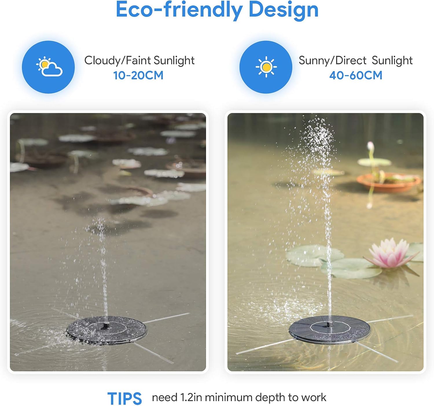Solar Fountain Water Pump for Bird Bath, Floating Solar Powered Water Fountain Pump for Bird Bath, Garden, Pond, Pool, Outdoor (1.4W) - Image 6