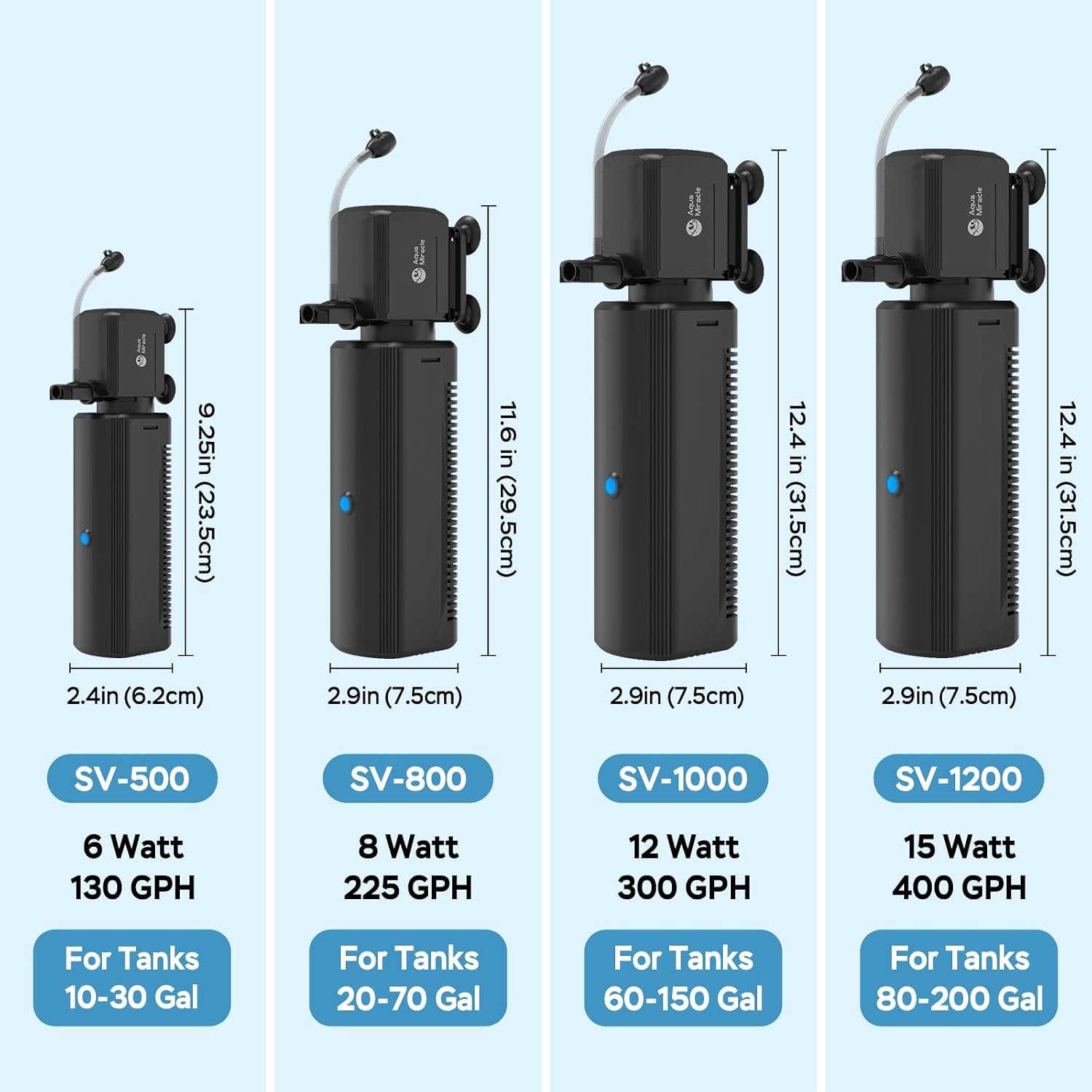 AquaMiracle Fish Tank Filter with Timer & Filter Sponge, 130GPH U - V Aquarium Filter with Aeration & Rainfall Modes, Effective Turtle Filter for Green Water Control (10-30 Gal Tank) - Image 9