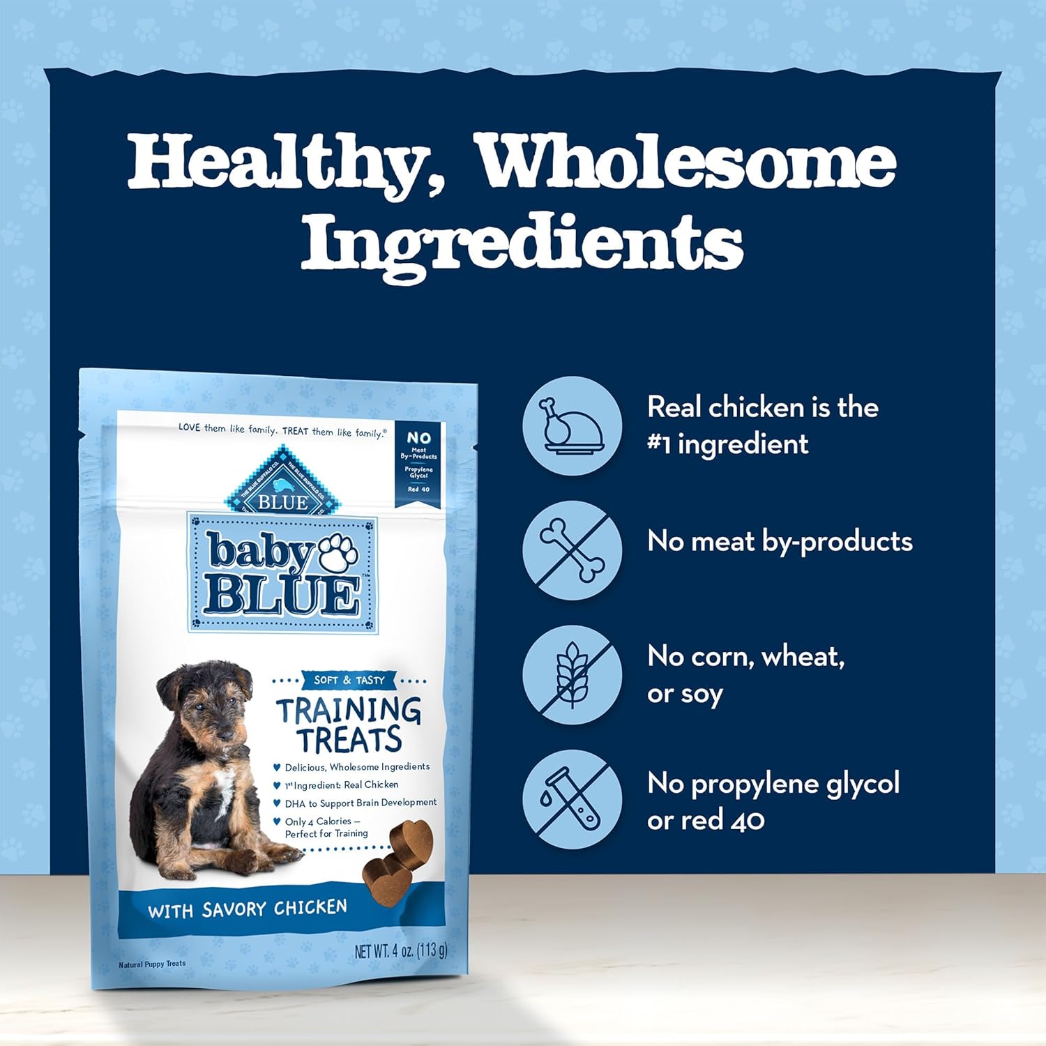 Blue Buffalo Baby Blue Training Treats Natural Puppy Soft Dog Treats, Savory Chicken 4-oz Bag - Image 7