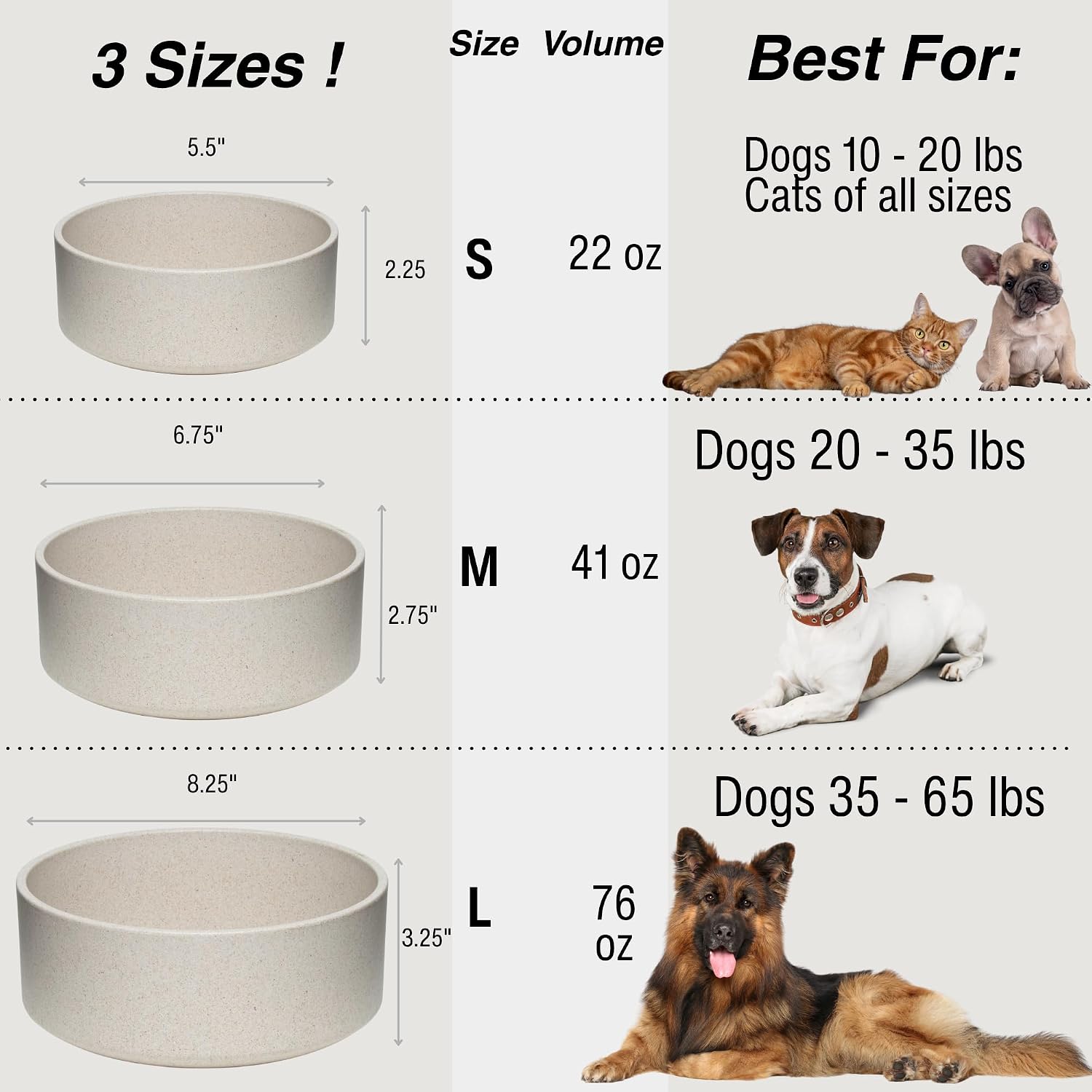 Loving Pets - Dolce Bamboo - Eco-Friendly Pet Bowls & Dishes for Dog, Cats, Puppy Food and Water Dish -Sustainable and Dishwasher Safe, Made with Real Bamboo (Medium, Oat-Beige) - Image 4