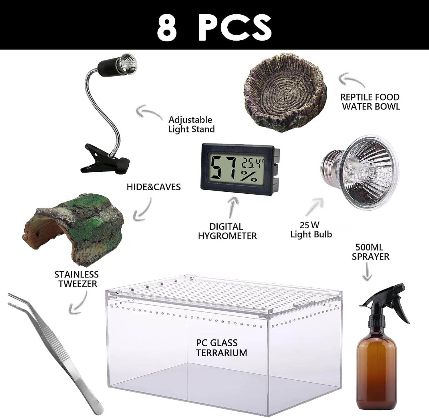 Reptile Terrarium - Amphibian Tank Starter Kit, Eco Rainforest Feeding Box, Amphibian Feeding Box, Suitable for breeding Lizards, Snakes, Chameleons,Jumping Spiders - Image 2