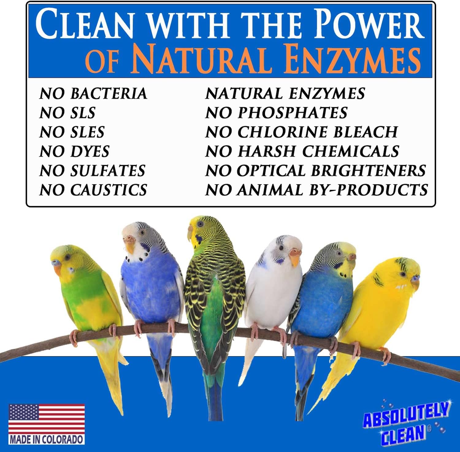 Absolutely Clean Amazing Bird Cage Cleaner and Deodorizer - Just Spray/Wipe - Safely & Easily Removes Bird Messes Quickly and Easily - Made in The US - Fragrance Free - 16oz (Pack of 2) - Image 5