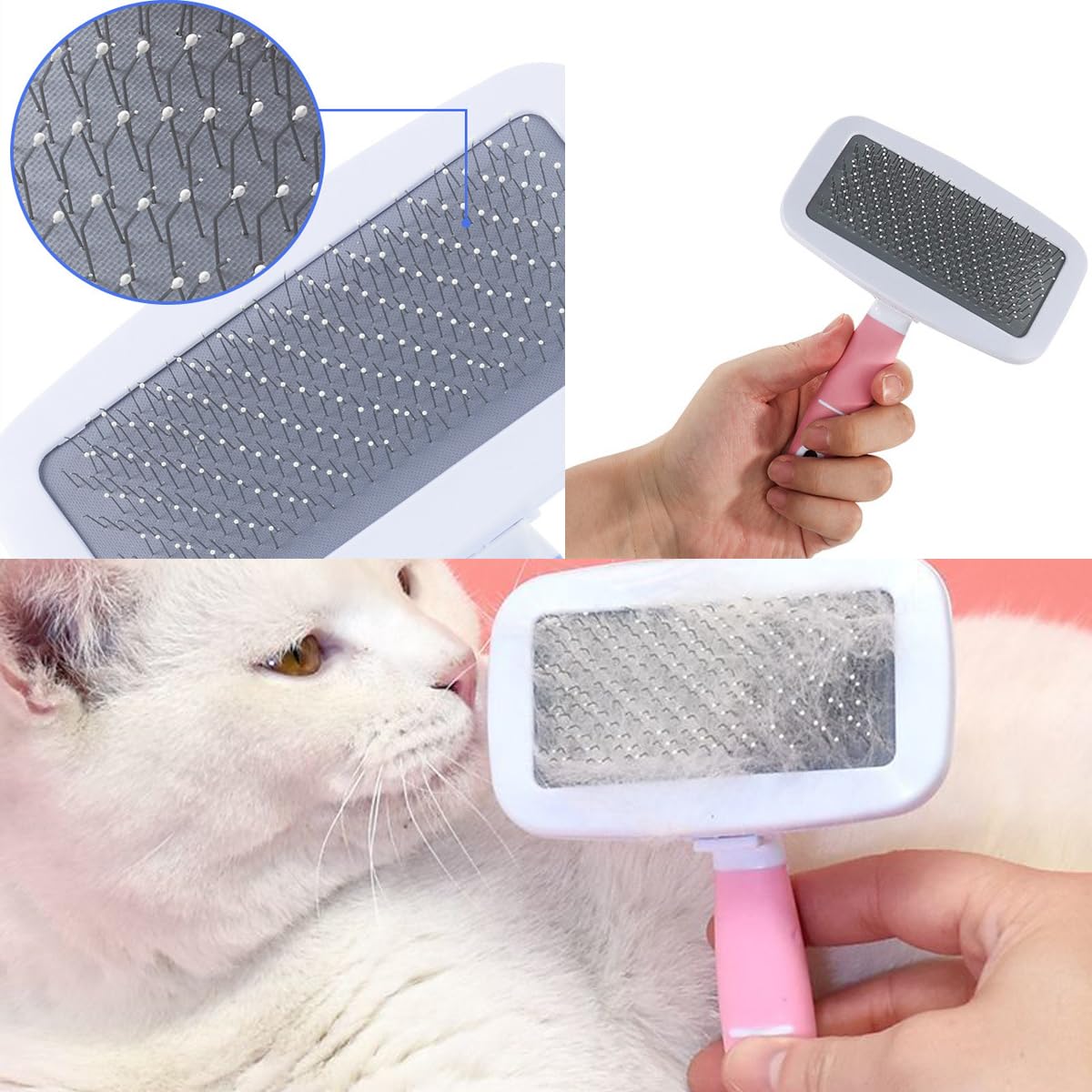 9PCS Small Animal Grooming Kit, Cleaning Brush Removes Loose Hair, Pet Bath Brush,Shampoo Brush, Nail Clipper, Flea Comb For Rabbit, Puppy, Kitten, Guinea Pig (9PCS-Pink) - Image 3