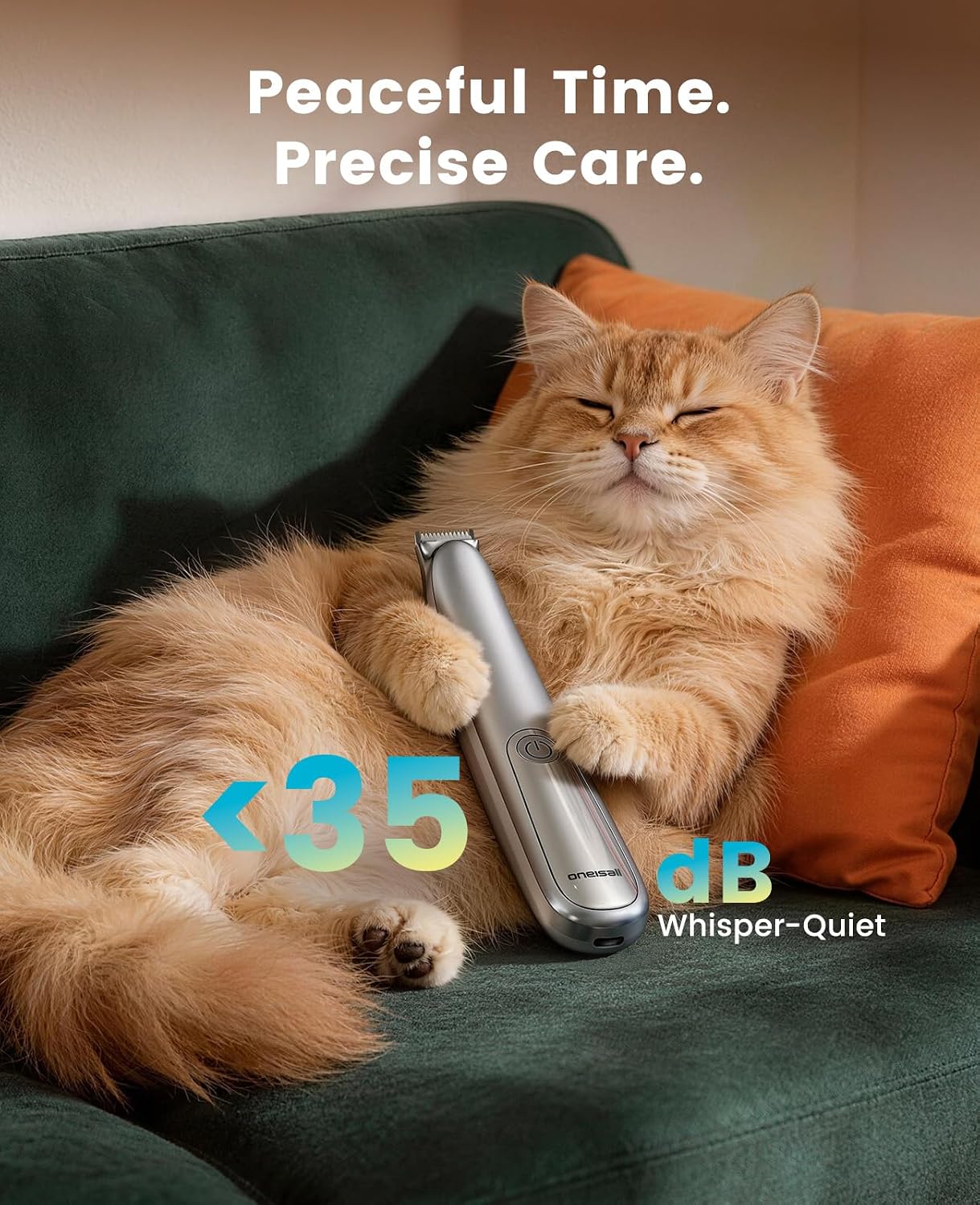 oneisall Dog Paw Trimmer with LED Light, 35dB Low Noise Paw Clippers for Dogs & Cats, 2-Speed 6500 RPM Cordless Rechargeable Trimmer with Curved Safety Blade for Between Toes & Sensitive Areas - Image 5