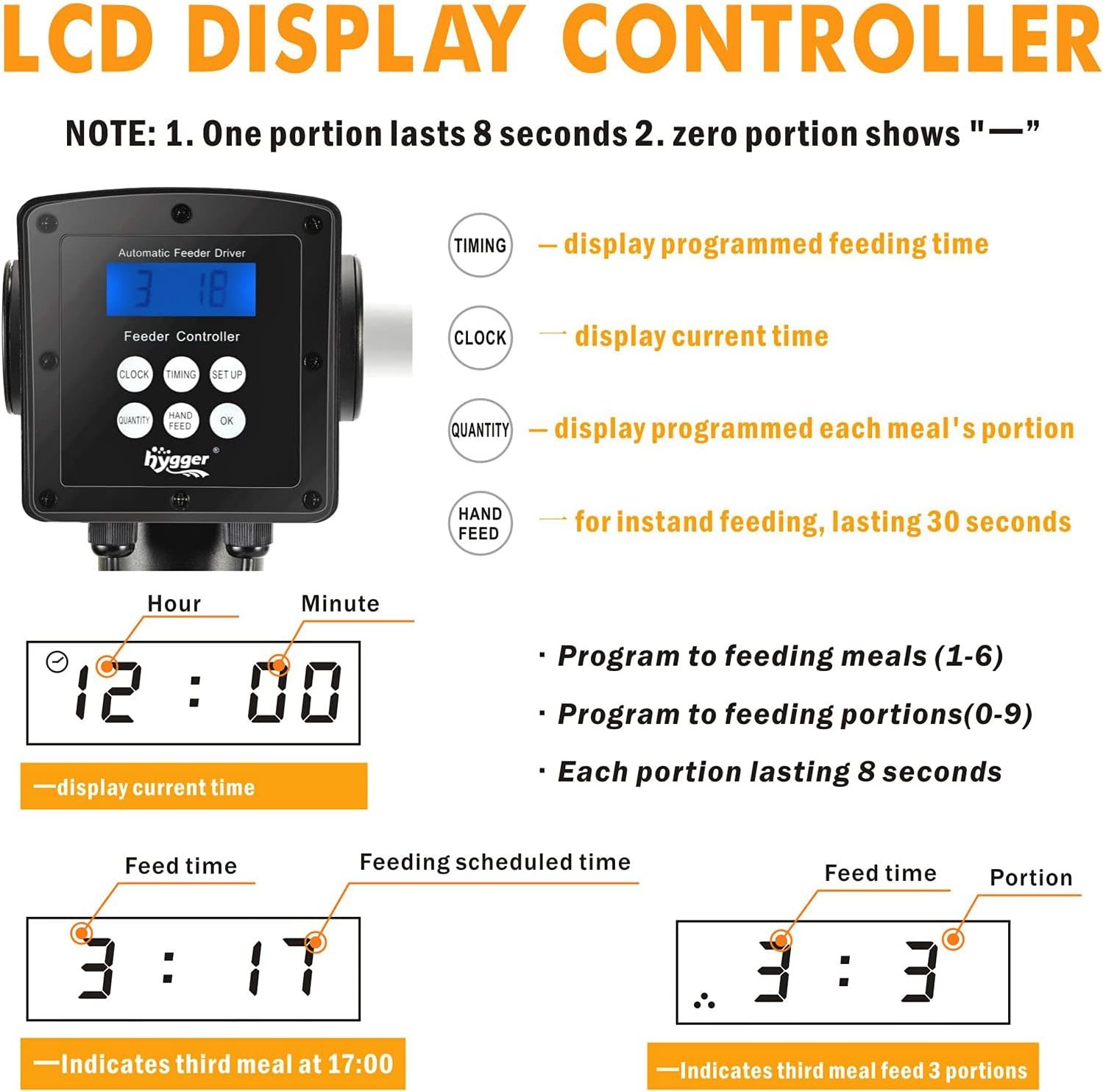 hygger Large Programmable Auto Pond Feeder with LCD Display Controller Automatic Fish Food Feeding Dispenser Outdoor Koi Fish Feeder 5.5 L Capacity - Image 3