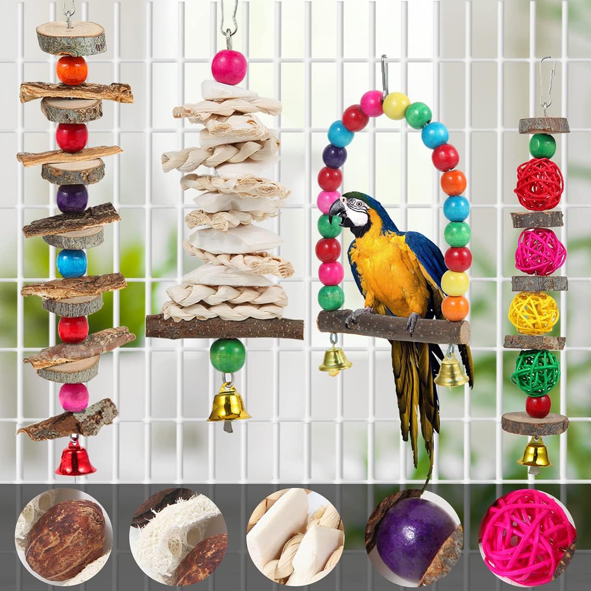Bird Perch Bird Toys Parakeet Toys,Bird Cage Accessories Wooden Chew Toys Perch Stand for Parrot Conure Cockatiel Lovebird Parrotlet Budgie Finches and Other Small to Medium Sized Birds - Image 3
