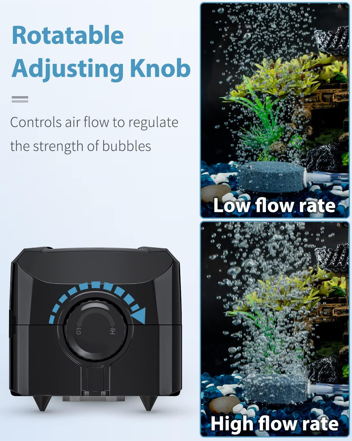 Uniclife Aquarium Air Pump Dual Outlet Fish Tank Aerator with Accessories for 5-200 Gallon Tank - Image 2