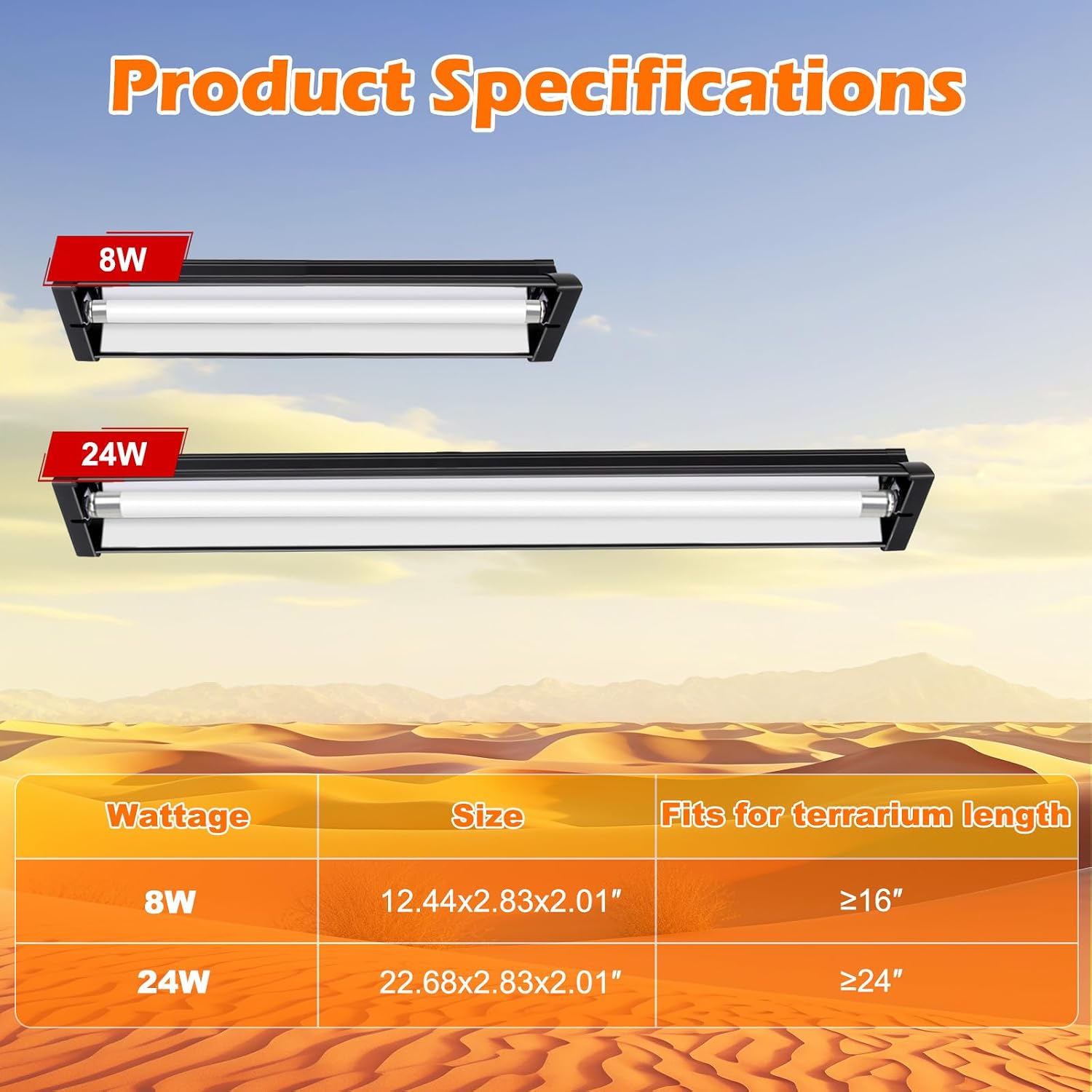 T5 UVB Reptile Light Fixture Combo Kit 8W 10.0 – Complete HO UVB Light for Reptiles with 12.44" Terrarium Hood, Desert UVB Bulb for Bearded Dragon Gecko Tortoise Lizard – Easy to Install and Use - Image 5