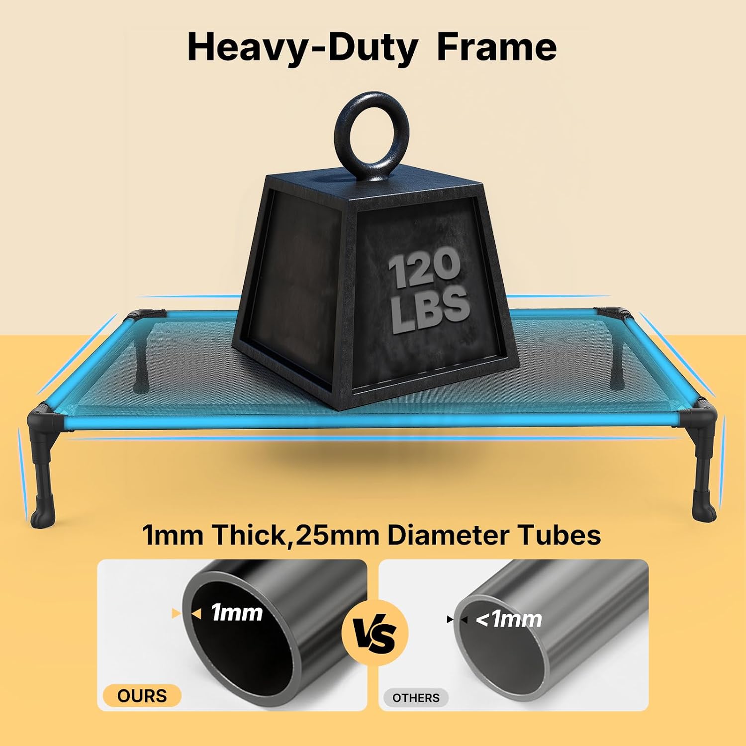 Veehoo Cooling Elevated Dog Bed, Portable Raised Pet Cot with Washable & Breathable Mesh, No-Slip Feet Durable Dog Cots Bed for Indoor & Outdoor Use, X Large, CWC1803-XL - Image 4