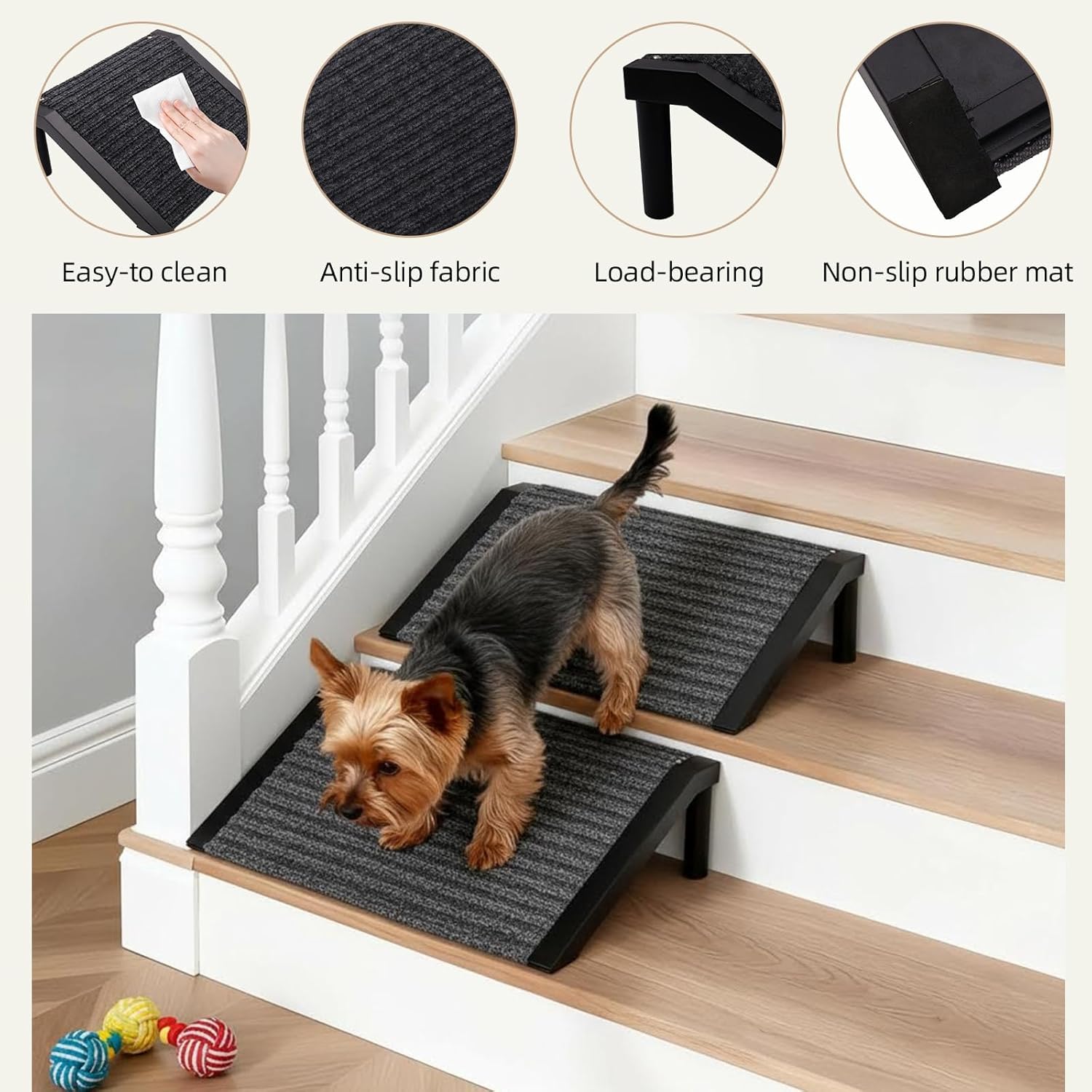 Dog Ramp for Stairs – Non-Slip Pet Steps with Locked-in Carpet & Iron Frame, Helps Senior Dogs & Small Breeds Climb Safely (2-Pack) - Image 7