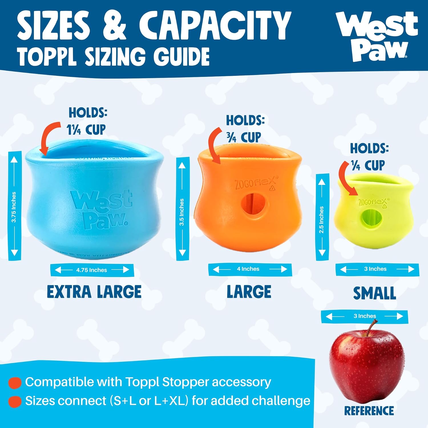 WEST PAW Zogoflex Toppl Interactive Treat Dispensing Puzzle Dog Toy for Mental Stimulation & Enrichment-Holds Kibble & Treats-Lickable, Freezable & Dishwasher Safe-Made in USA-Large-Aqua Blue - Image 4