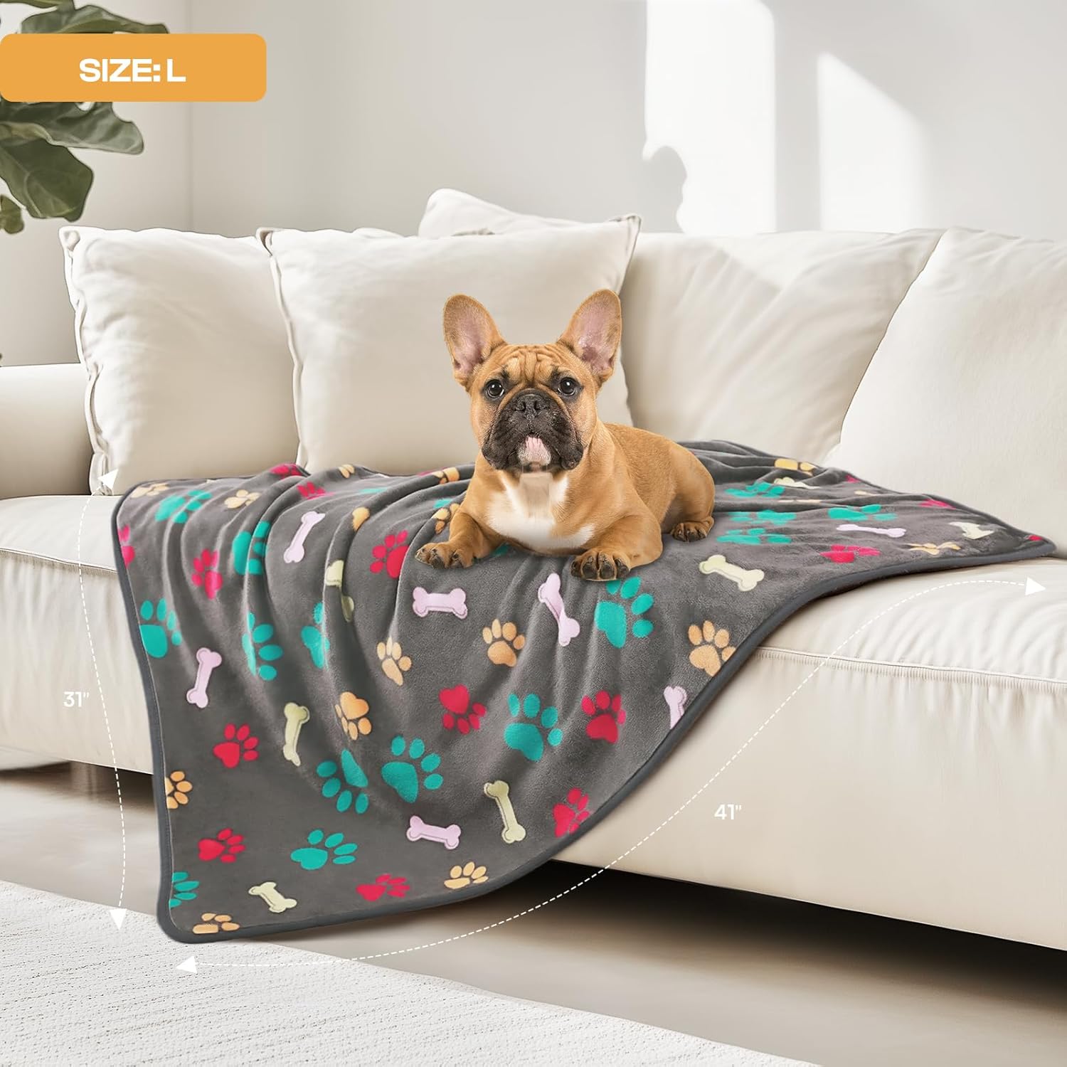 Luciphia 1 Pack 3 Blankets Fluffy Premium Fleece Pet Blanket Flannel Paw Printed Throw for Dog Cat(Small 23x16'', Grey/Brown/Blue) - Image 7