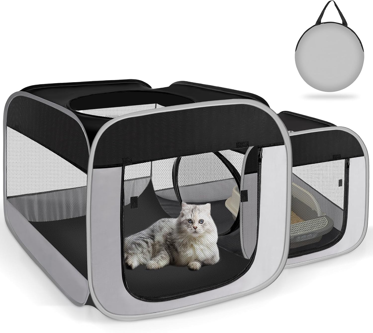 Tailtastic Large Cat Playpen with Separate Areas,Outdoo&Indoor Cat Enclosures,Portable Pet Playpen for Indoor Cats,Puppy and Small Animals, Dog Playpen with Carrybag. | Ideal for multi-pet households, works as birthing & nursing den, pet-safe soft material, prevents escape & furniture damage
