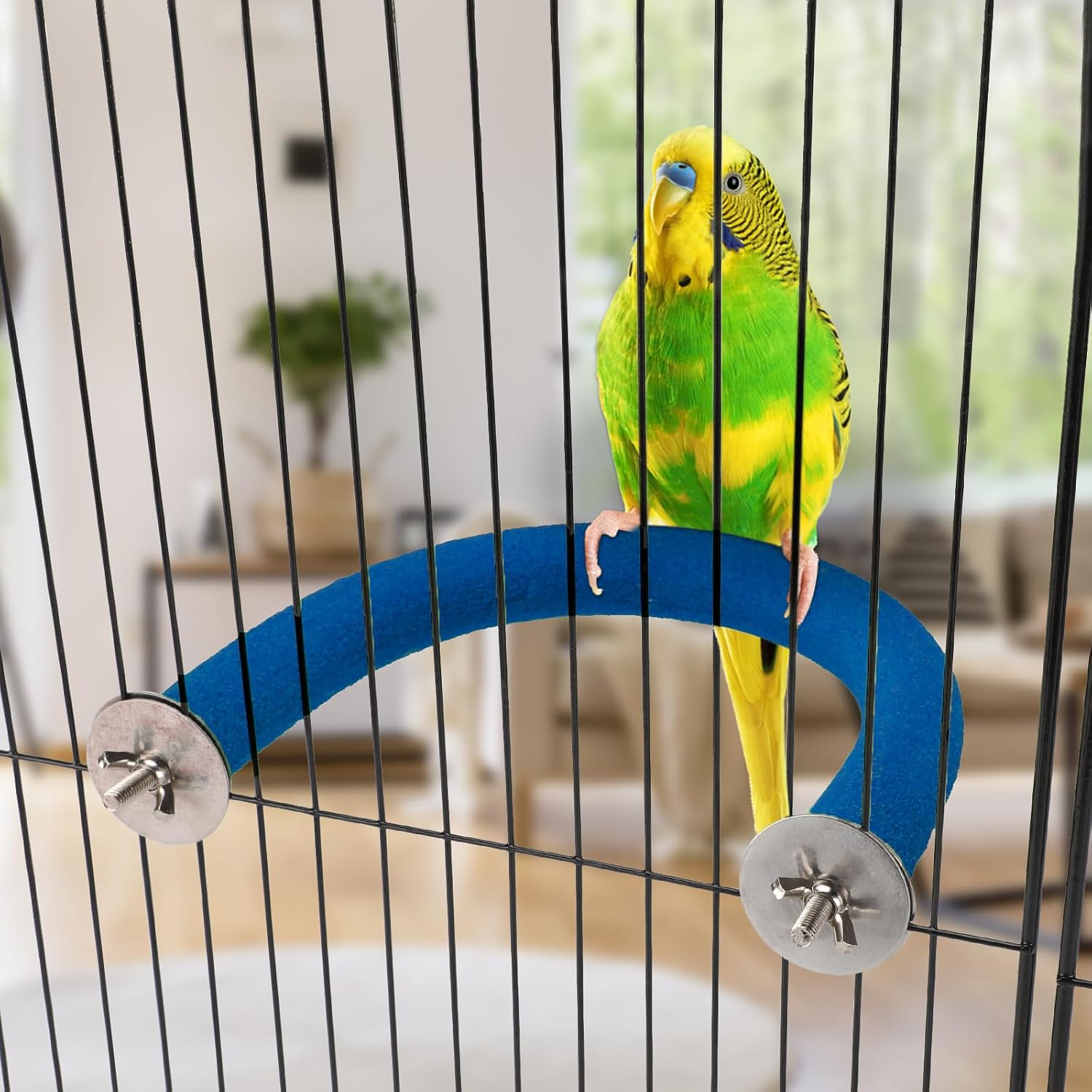 Rypet Parrot Perch Rough-surfaced - Quartz Sands Bird Cage Perches for Small Parakeets Cockatiels, Conures, Macaws, Parrots, Love Birds, Finches Cages Toy, U Shape - Image 3