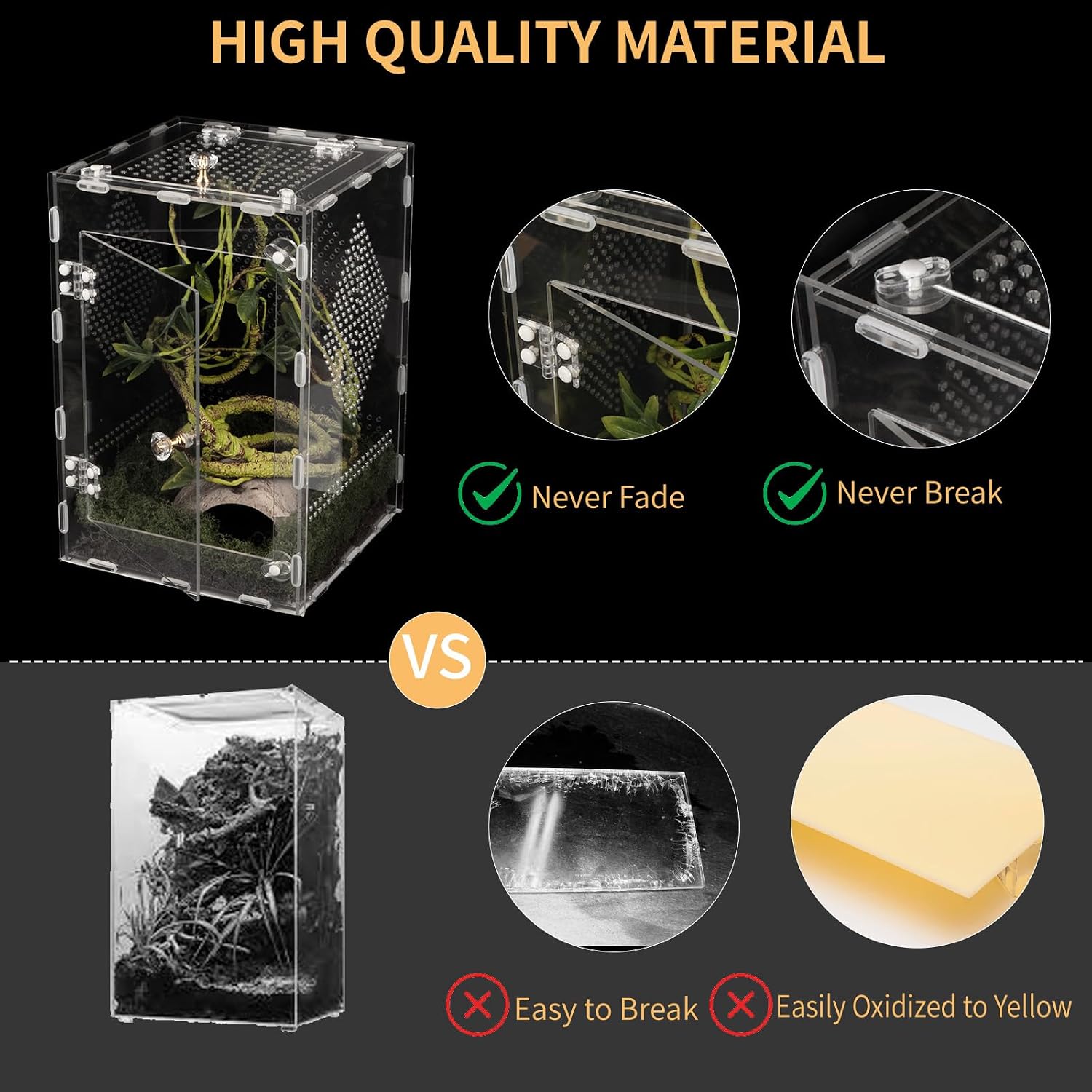 Acrylic Reptile Terrarium Easy Assembly, 360° Clear & Keep Pet Secure Design for Jumping Spiders, Tarantulas, Geckos Scratch-Resistant Large Ventilated Habitat Terrarium for Arachnids 11.8*7.9*7.9in - Image 8