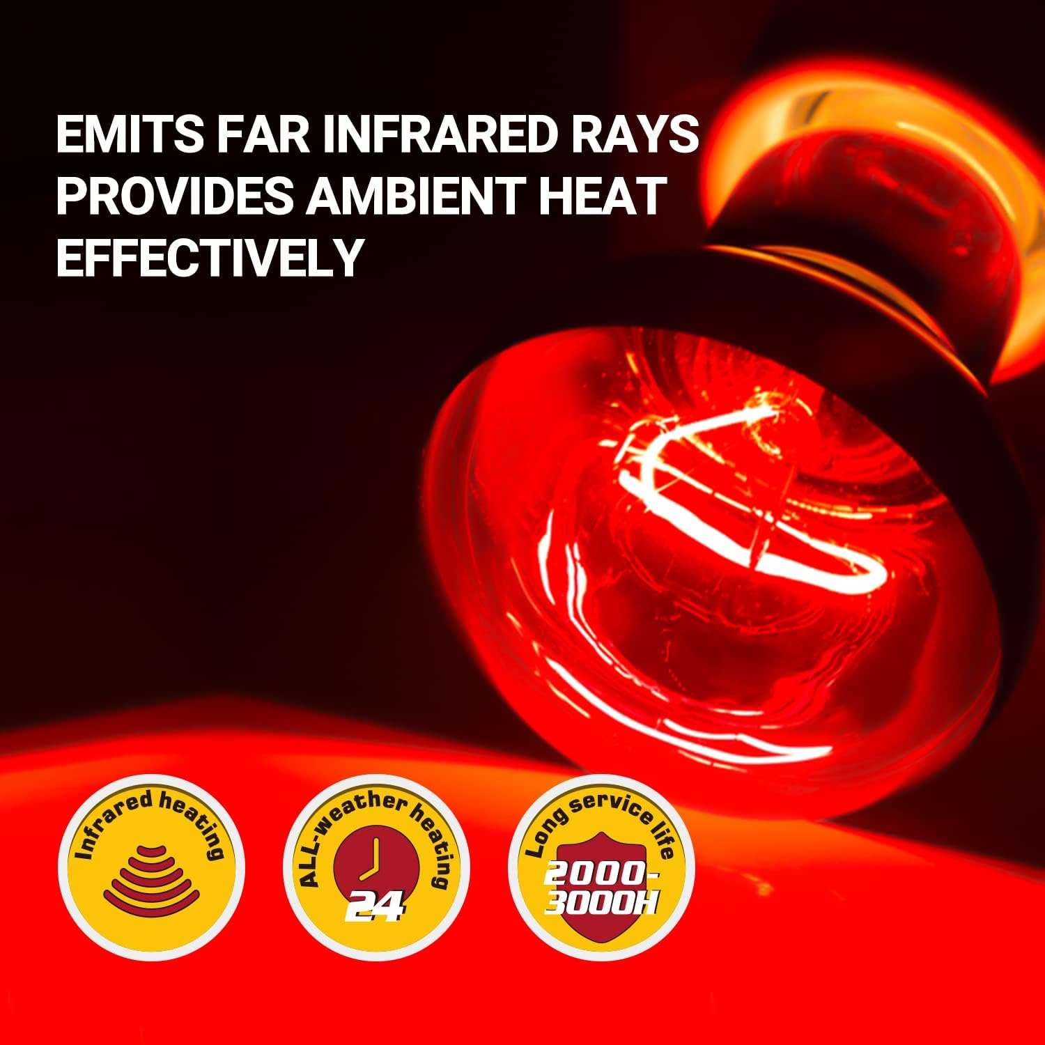 REPTI ZOO 75W Reptile Heat Lamp Bulb 2PCS Infrared Heat Emitter Red Heat Lamp for Reptile Amphibian, Infrared Basking Spot Light Bulb - Image 4