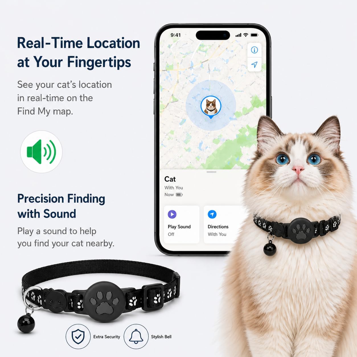 Pet Tracker,GPS Tracker for cat,Smart tag,Waterproof Compatible with Find My,No Monthly Fee,Advanced Tracking Solution Smart Collar for Pet Safety Ideal Small Large Cats(iOS Only) - Image 8