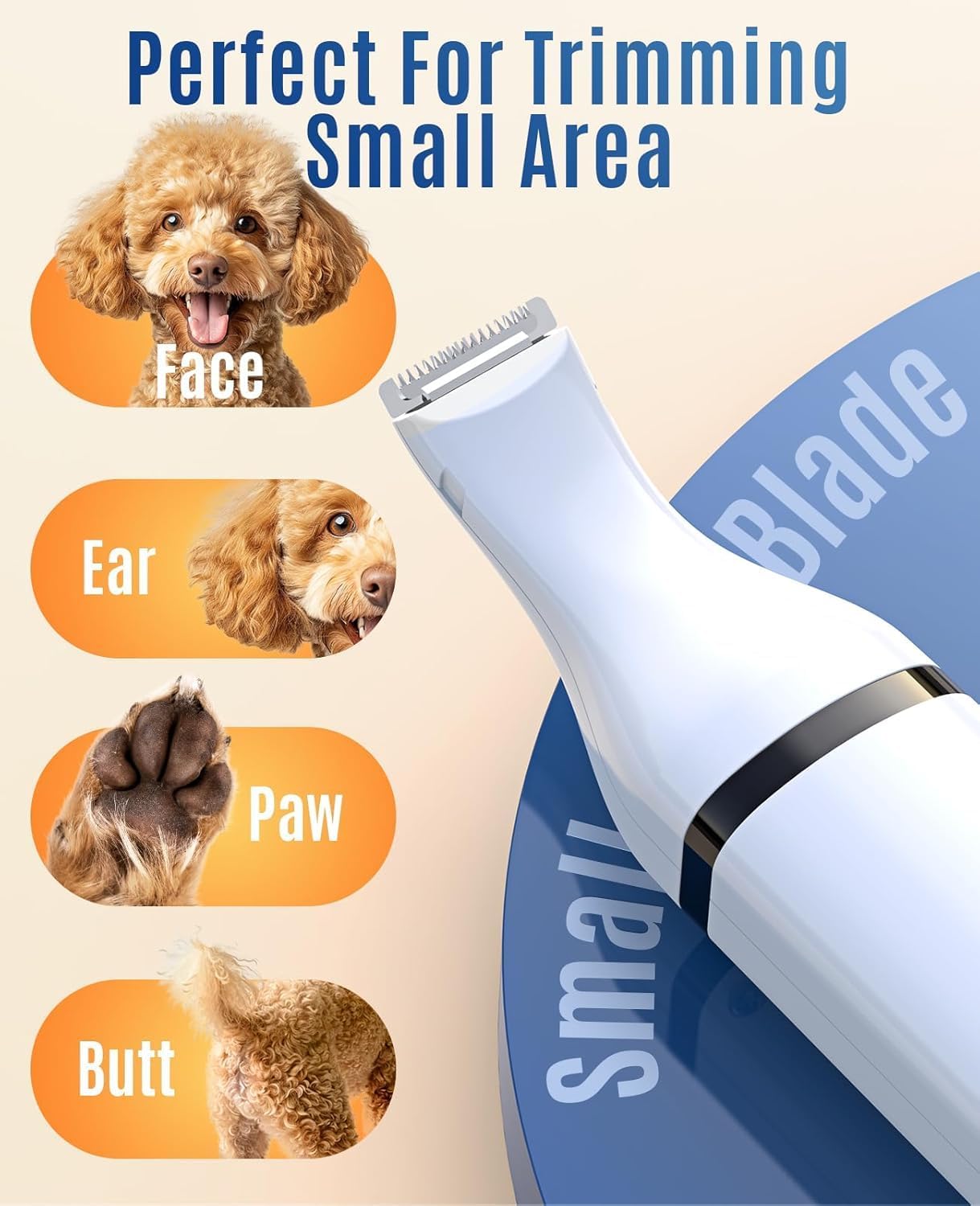 oneisall 3 in 1 Dog Nail Grinder & Paw Trimmer Kit, 2 LED Lights | 2 Replaceable Blades, 6500/7500RPM, 2 Speeds, Low Noise, Cordless & Rechargeable, Safe for Paw, Face, Ears, Body - Image 6