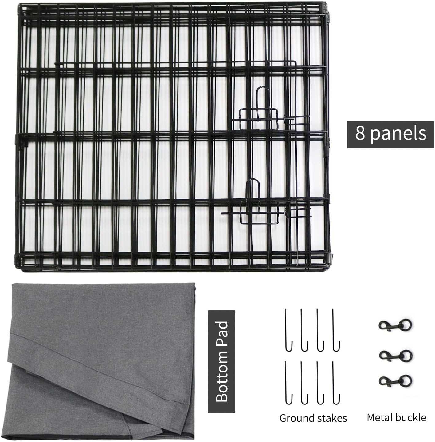 PETIME Foldable Metal Dog Exercise Pen/Pet Puppy Playpen Kennels Yard Fence Indoor/Outdoor 8 Panel 24" W x 24" H with Bottom Pad (with Bottom pad, 8 Panels 24" H) - Image 6