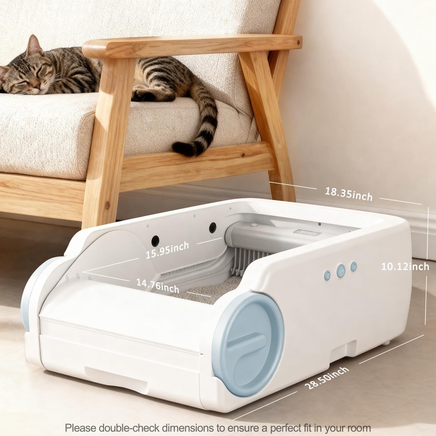 Automatic Litter Box Open Top Self Cleaning Cat Litter Box for Multiple Cats Electric Litter Box with Smart APP Control,Blue - Image 2