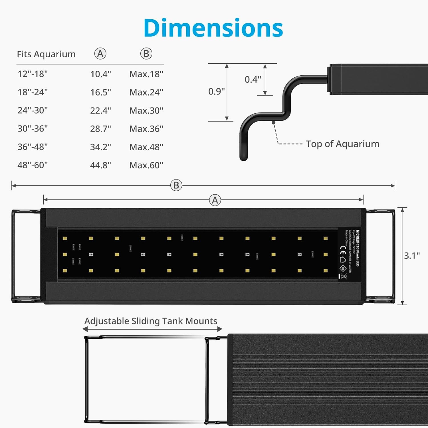 NICREW C10 Plants LED Aquarium Light, 18-24 in, 13 Watts, Full Spectrum Fish Tank Light with Timer, Day and Night Cycle, Brightness Adjustable - Image 6