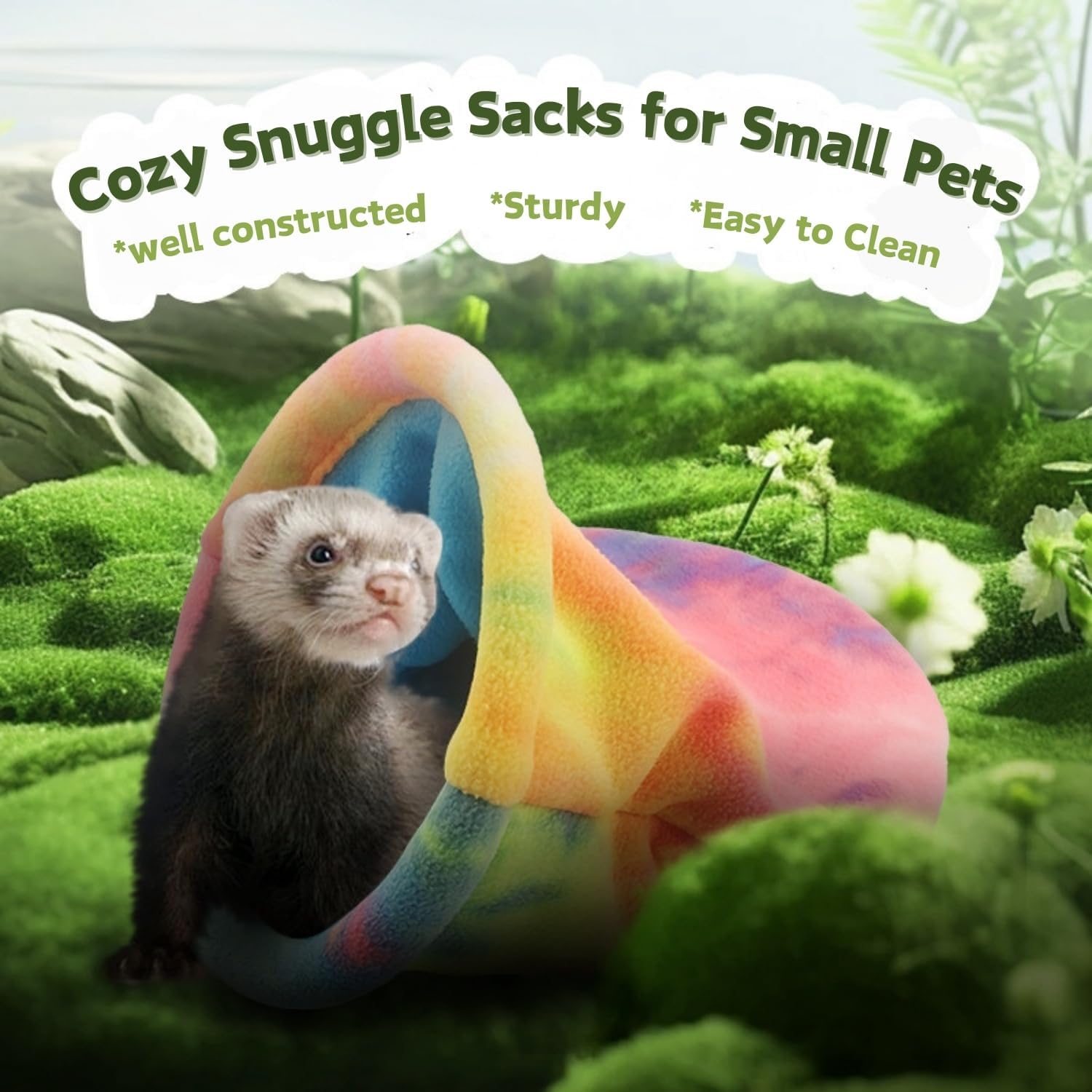 2 Pack Guinea Pig Snuggle Sack Soft Fleece Large Hideout Ferret Cozy Cave Hamster Sleeping Bag Small Animal Bed for Rabbit Bunny Chinchillas Rat Squirrel Hedgehog Cage Accessories (2 Pack, Large) - Image 7