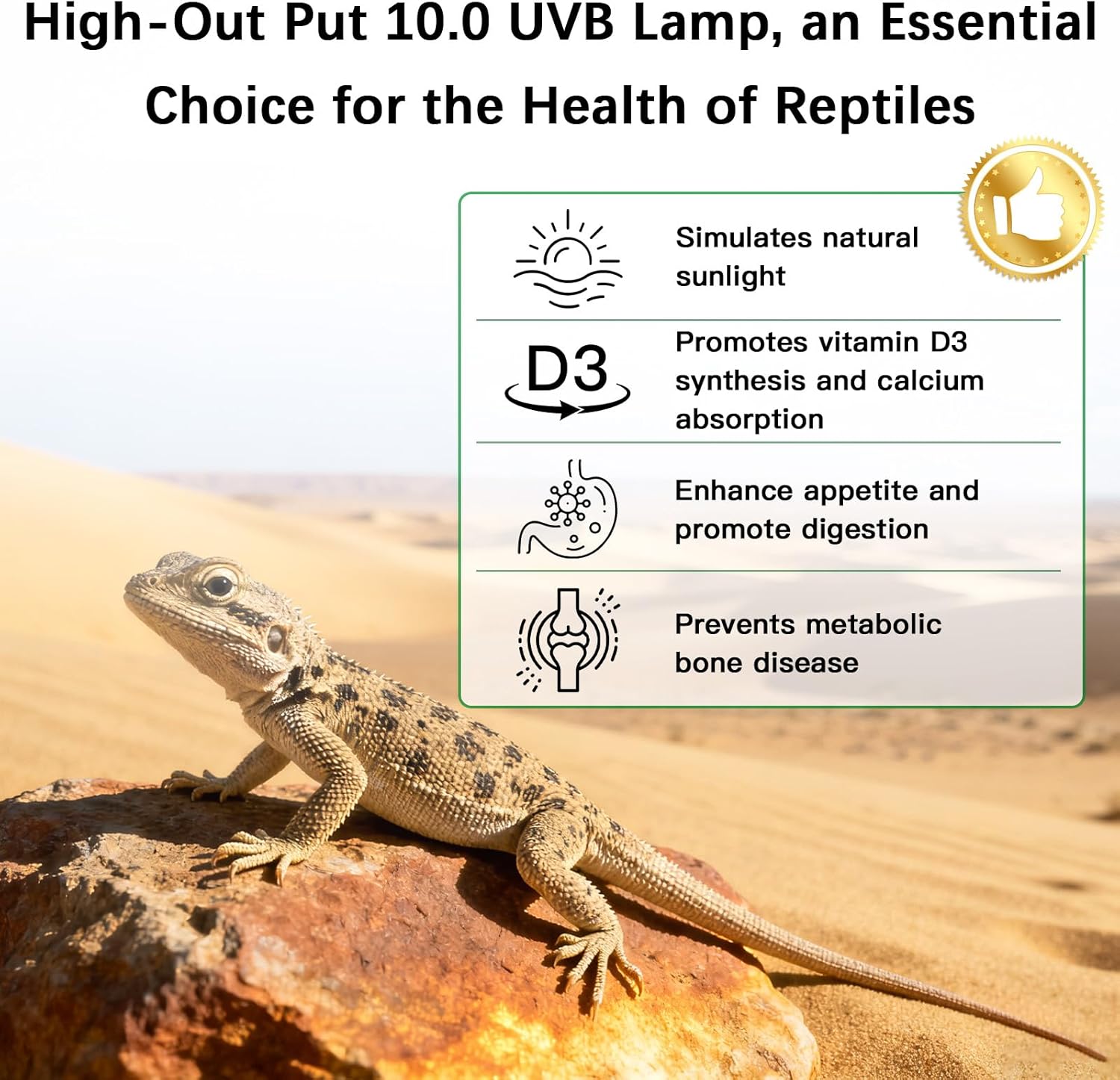 T5 10.0 UVB Reptile Light Fixture Combo Kit, 8W High Output UVA UVB Light with Upgraded Wider Alloy Reflector for Bearded Dragons Lizards Tortoises and Desert or Tropical Reptiles 12.4Inch - Image 3