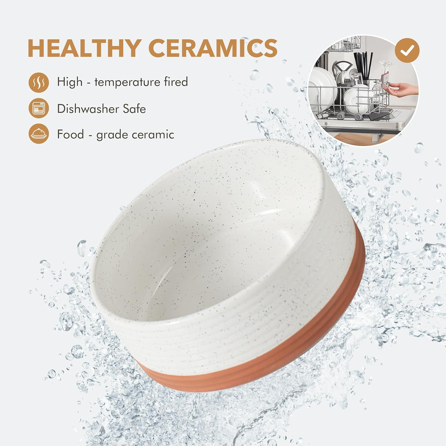 Havniva 6.1" Elevated Dog Bowls Ceramic Raised Dog Bowl with Non-Slip Stand (Acacia Wood) Two Height Options, Dog Food & Water Bowl for Small & Medium Breed Dogs - 3.4 Cups 27 oz - Image 5