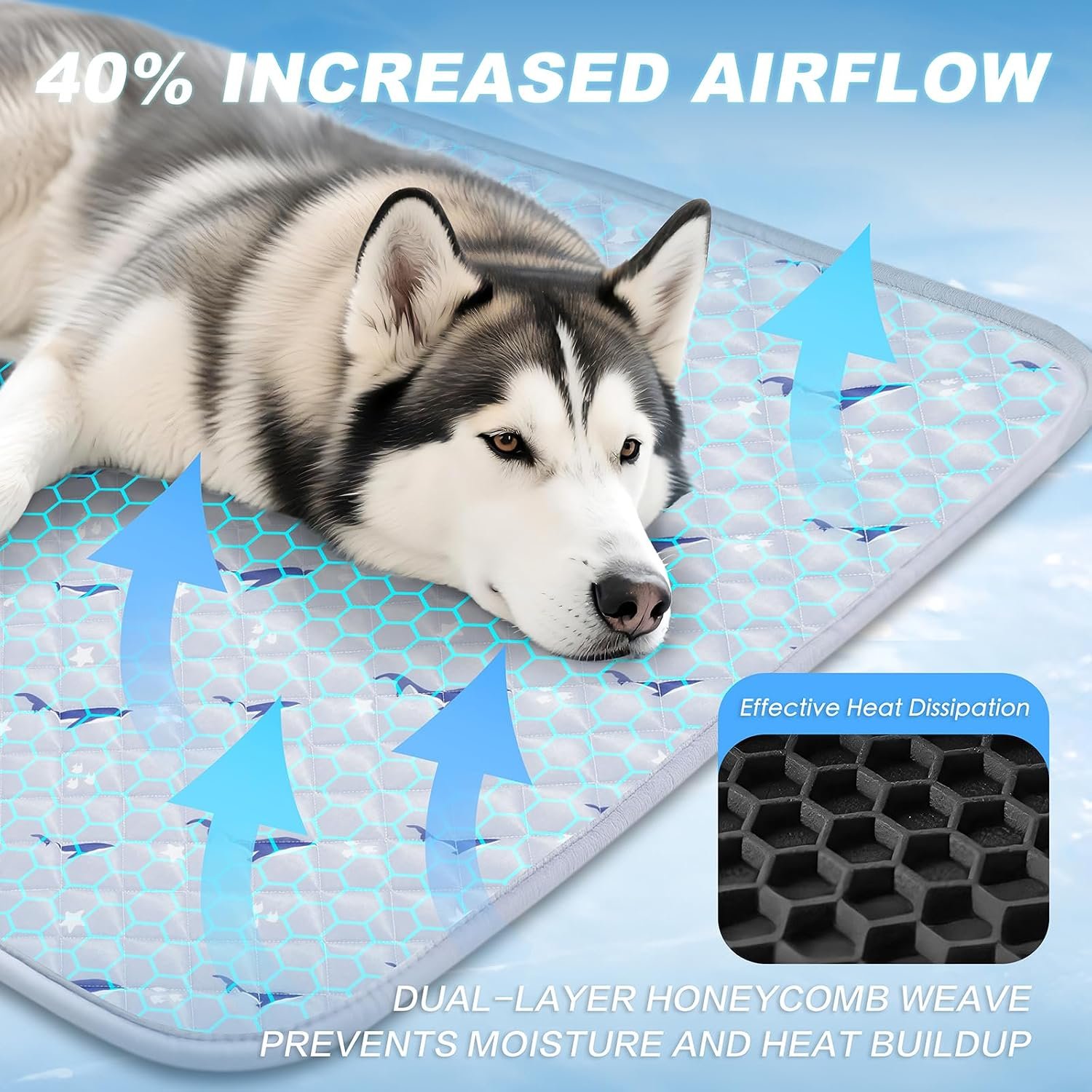 Cooling Mat for Dogs, Cooling Mat for Cats, Breathable Gel-Free, 21 x 27 In | Cooling Fabric, No Electricity or Freezing, Non-Slip Base, Washable and Foldable for Crates, Car Seats, Pet Beds and Travel - Image 3