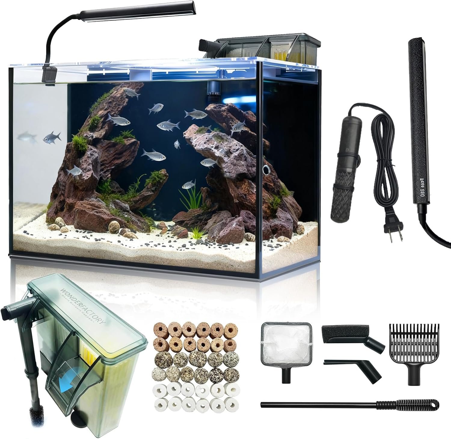 10 Gallon Aquarium Set Glass Fish T...