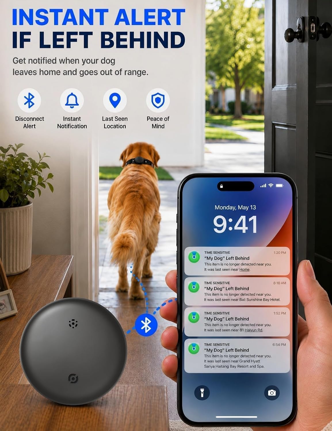 GPS Tracker for Dogs (iOS & Android) - No Subscription Dog GPS Tracker Collar Smart Cat Real-Time Activity Tracker, Works with Google Find Hub & Apple Find My App, Anti-Lost for Pet Items Kitten Grey - Image 3