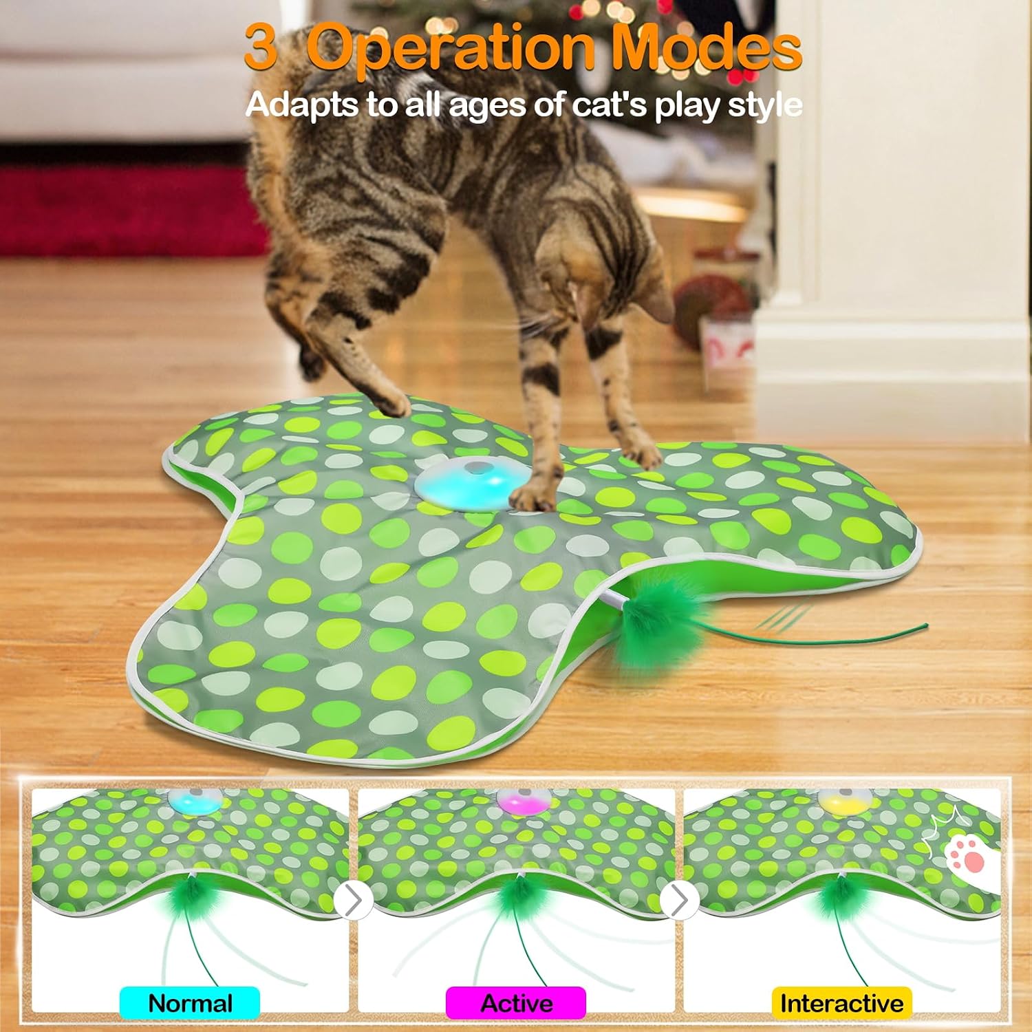 umosis Interactive Cat Toys Rechargeable,Moving Concealed Feathers,Real Mouse Squeaky,Touch Activated Cat Kitten Toy Exercise Toys for Indoor Bored Adult Cats - Image 5