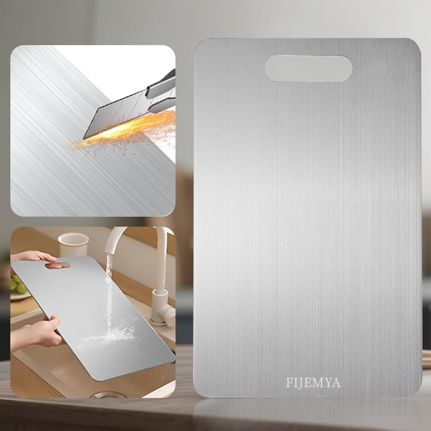 Katuchef Titanium Cutting Board for Kitchen, Pure Katu chef Titanium Cutting Boards, Double Sided Non Toxic Chopping Board for Cutting Meat Vegetable Fruit,Easy to Clean(S+XL) - Image 6