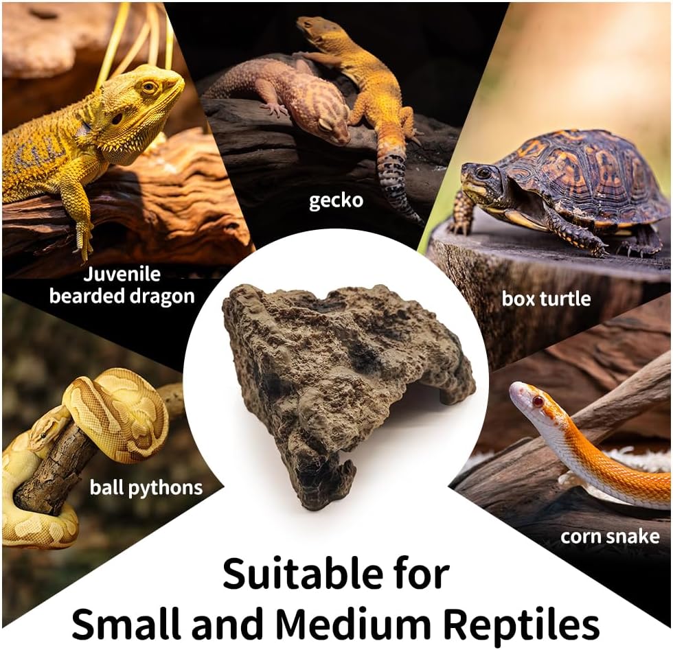 Reptile Simulation Rock Cave Hideouts Terrarium Habitat Décor Bearded Dragon Hideout for Turtles Lizards Snakes Crab (Large) - Image 7